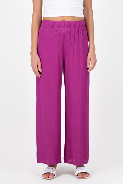 Wide leg pant with elastic wasitband 