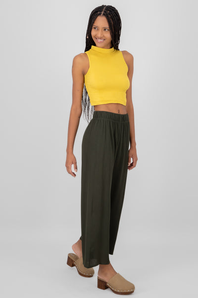 Wide leg pant with elastic wasitband 