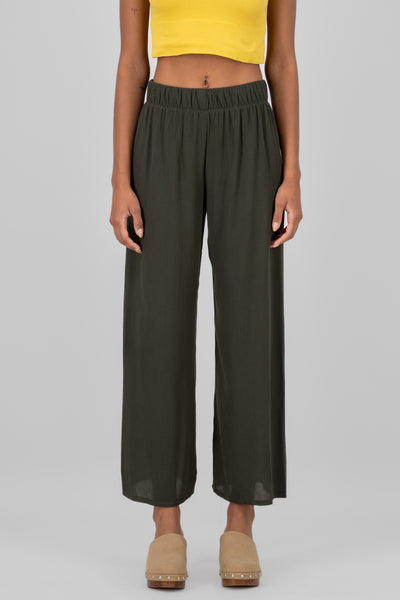 Wide leg pant with elastic wasitband 