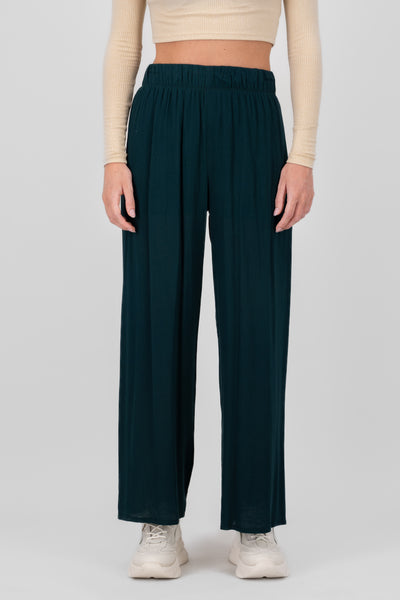 Wide leg pant with elastic wasitband 