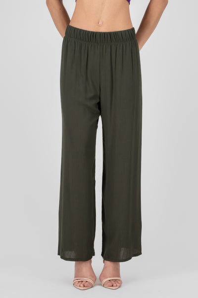 Wide leg pant with elastic wasitband 