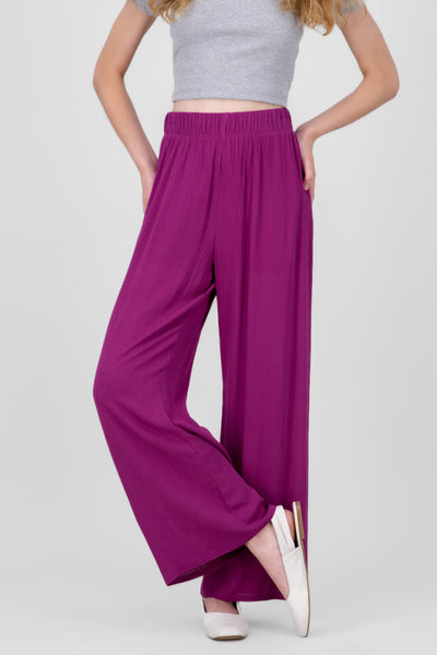 Wide leg pant with elastic wasitband 