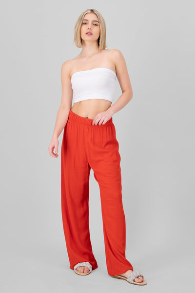 Wide leg pant with elastic wasitband 