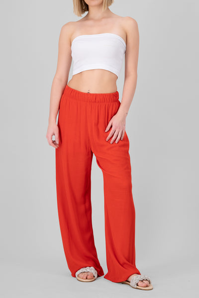 Wide leg pant with elastic wasitband 