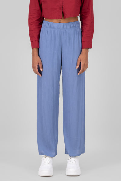 Wide leg pant with elastic wasitband 