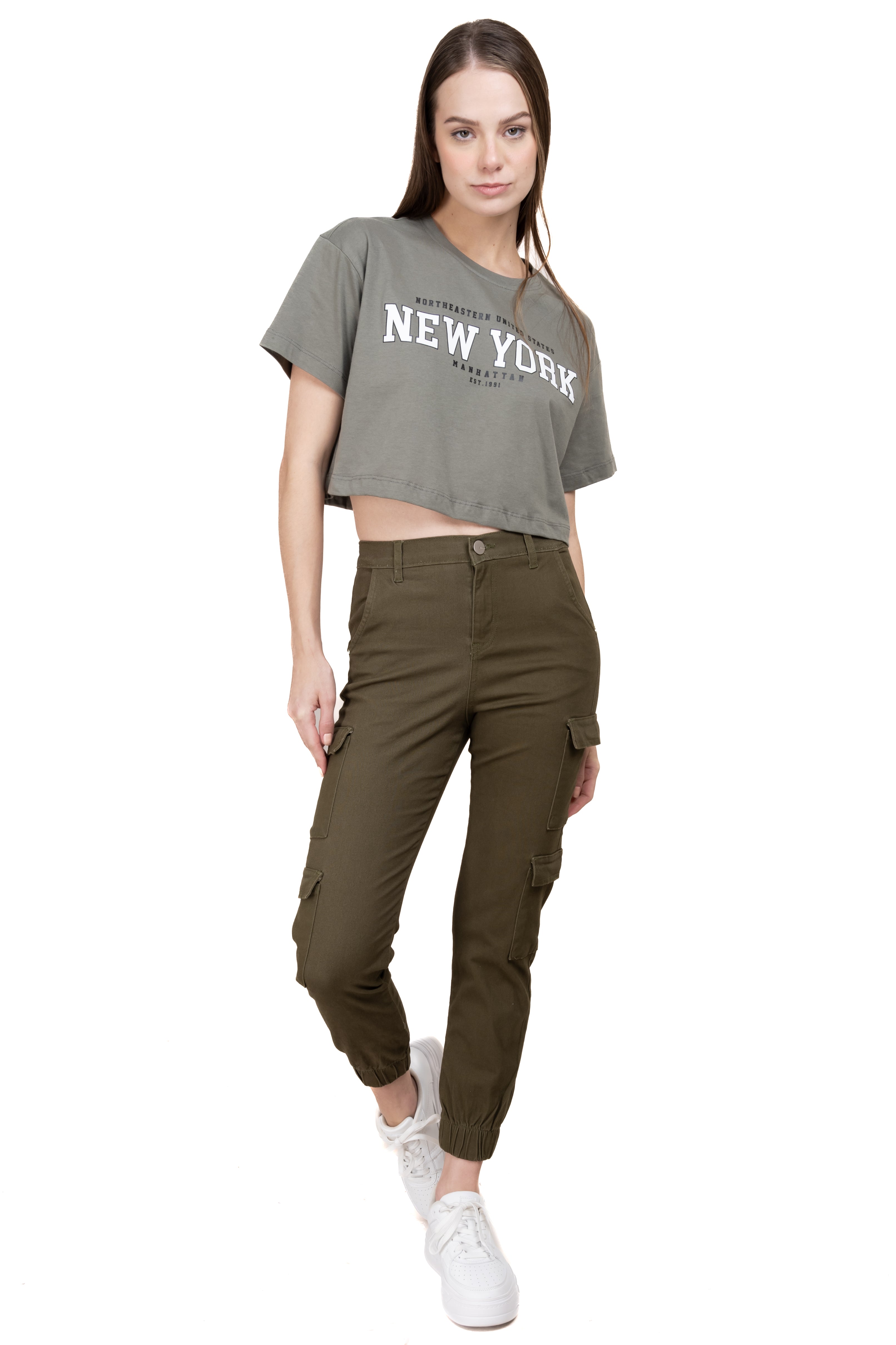 High waisted cargo jogger OLIVE