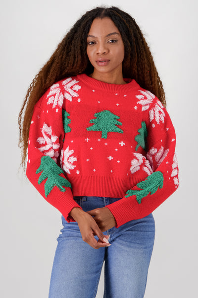 Tree Snowflakes Sweaters RED COMBO