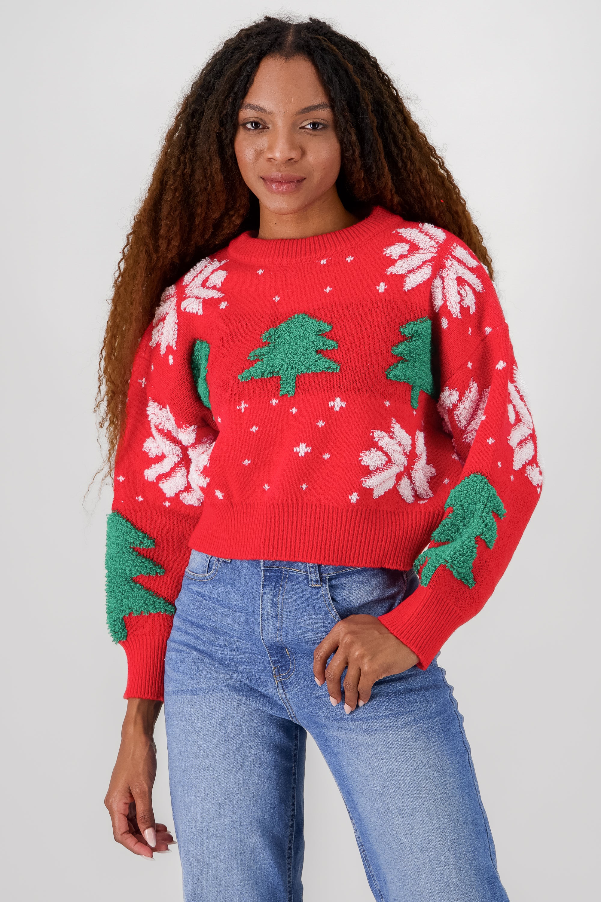 Tree Snowflakes Sweaters RED COMBO