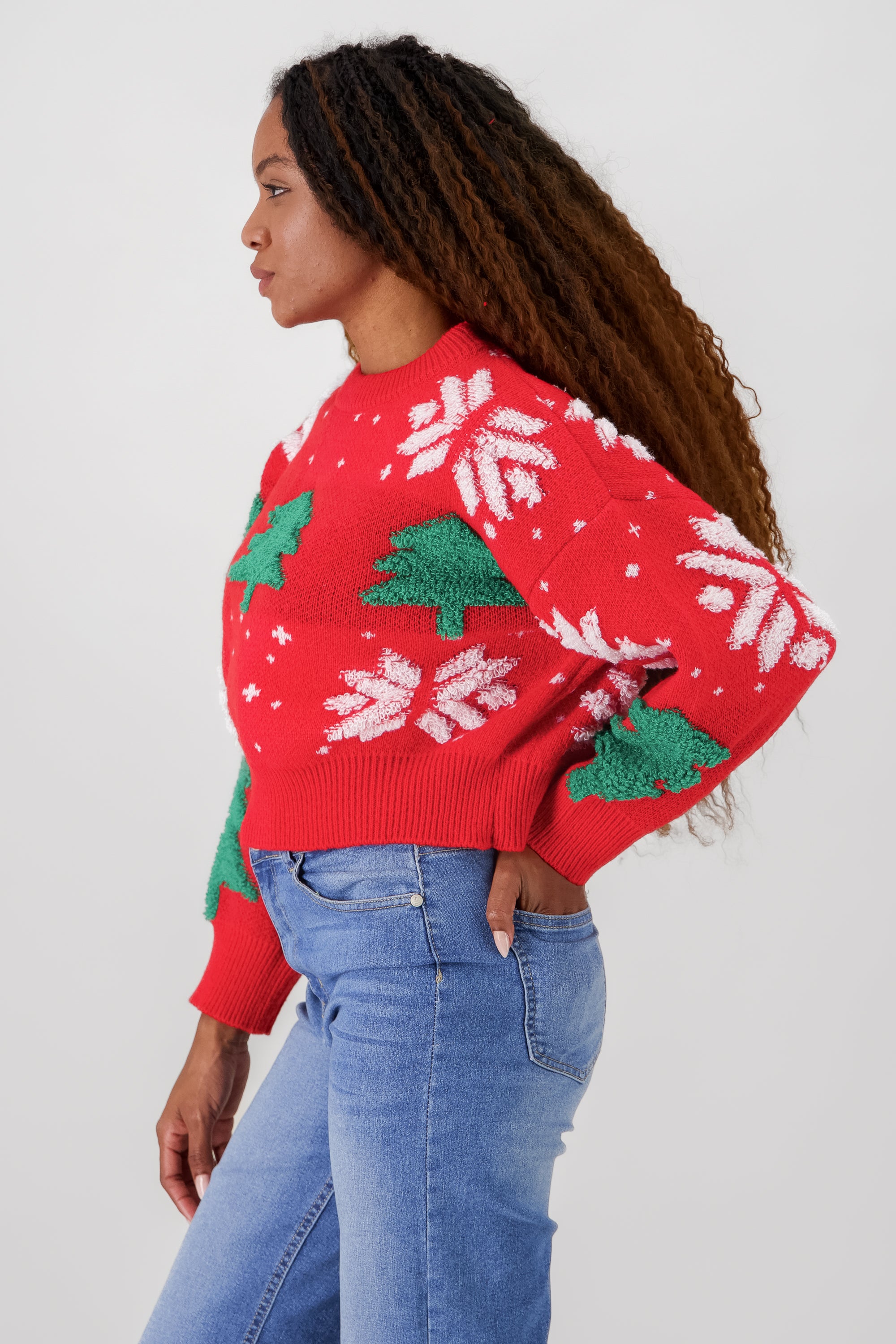 Tree Snowflakes Sweaters RED COMBO