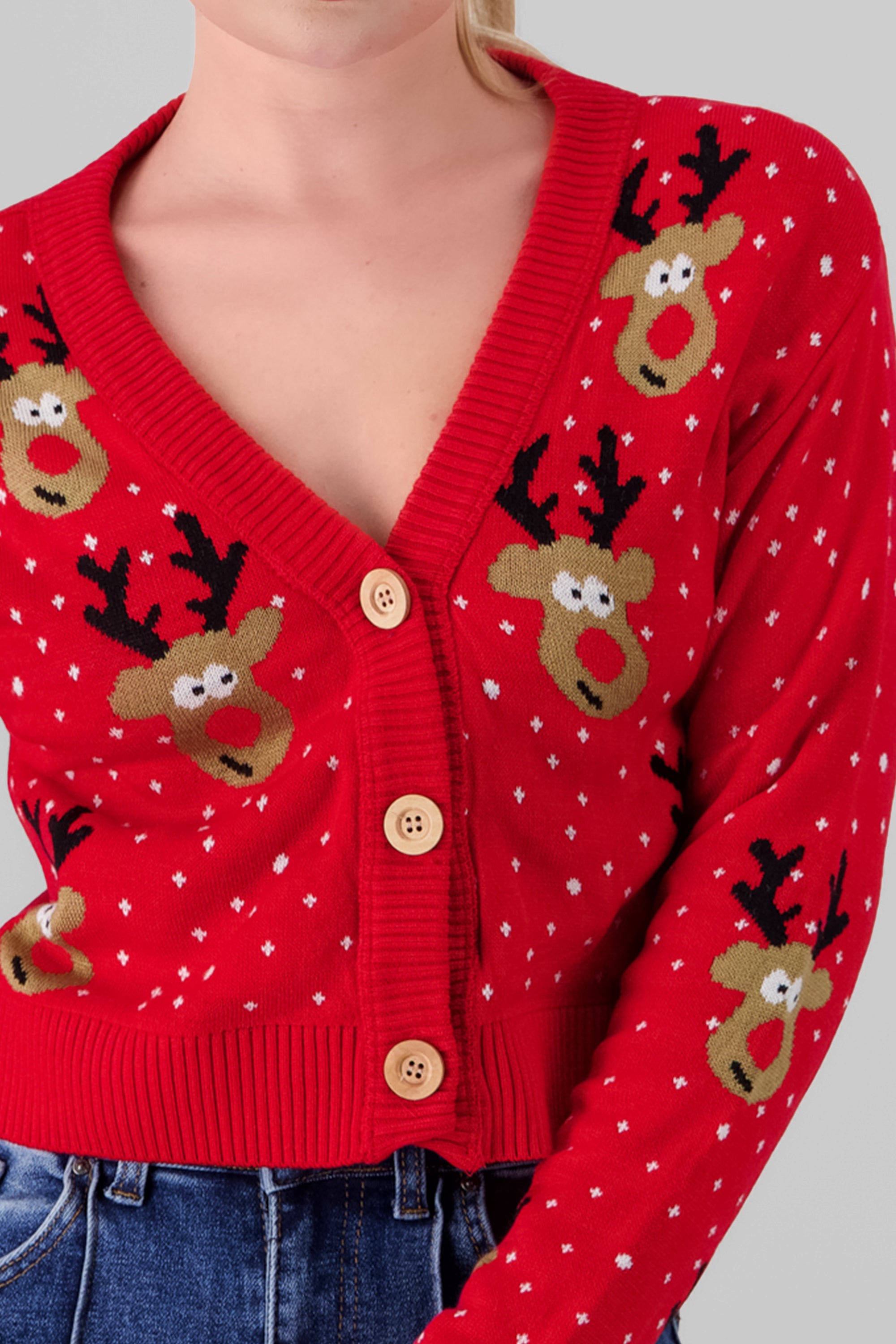 Reindeer Christmas Sweater RED COMBO