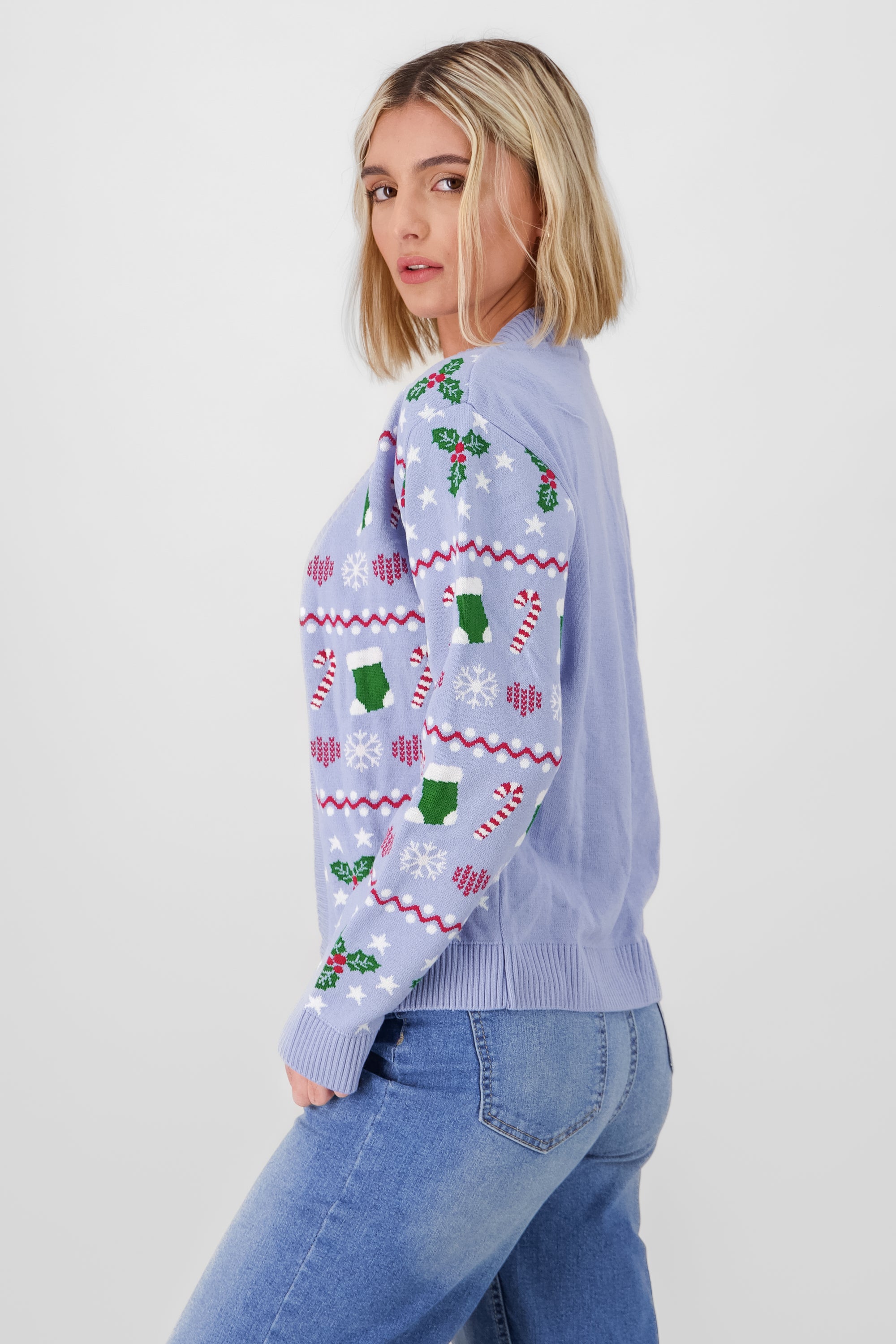 Open Christmas Cardigan BLUE COMBO