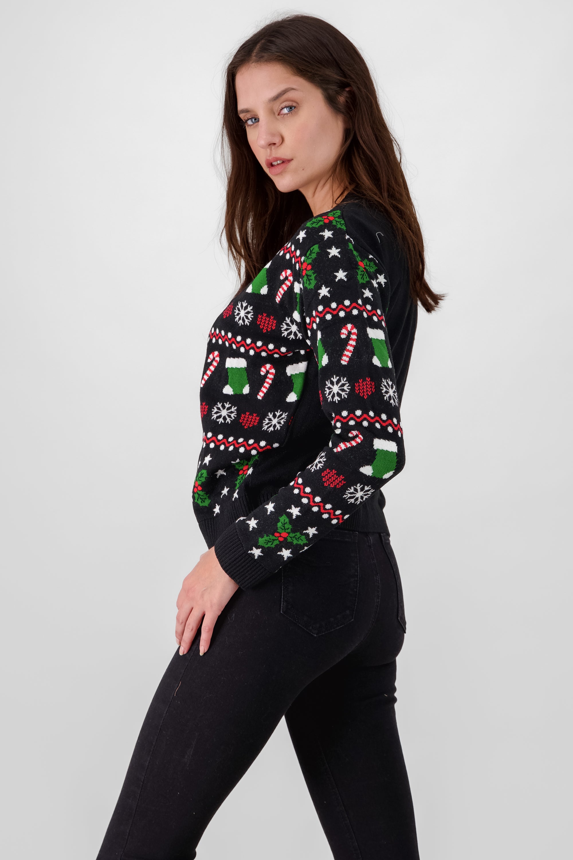 Open Christmas Cardigan BLACK COMBO