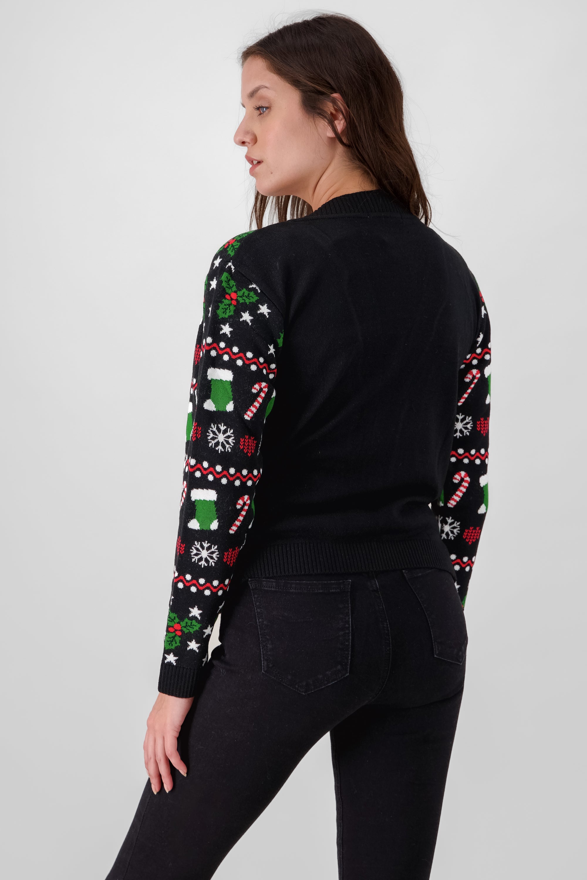 Open Christmas Cardigan BLACK COMBO