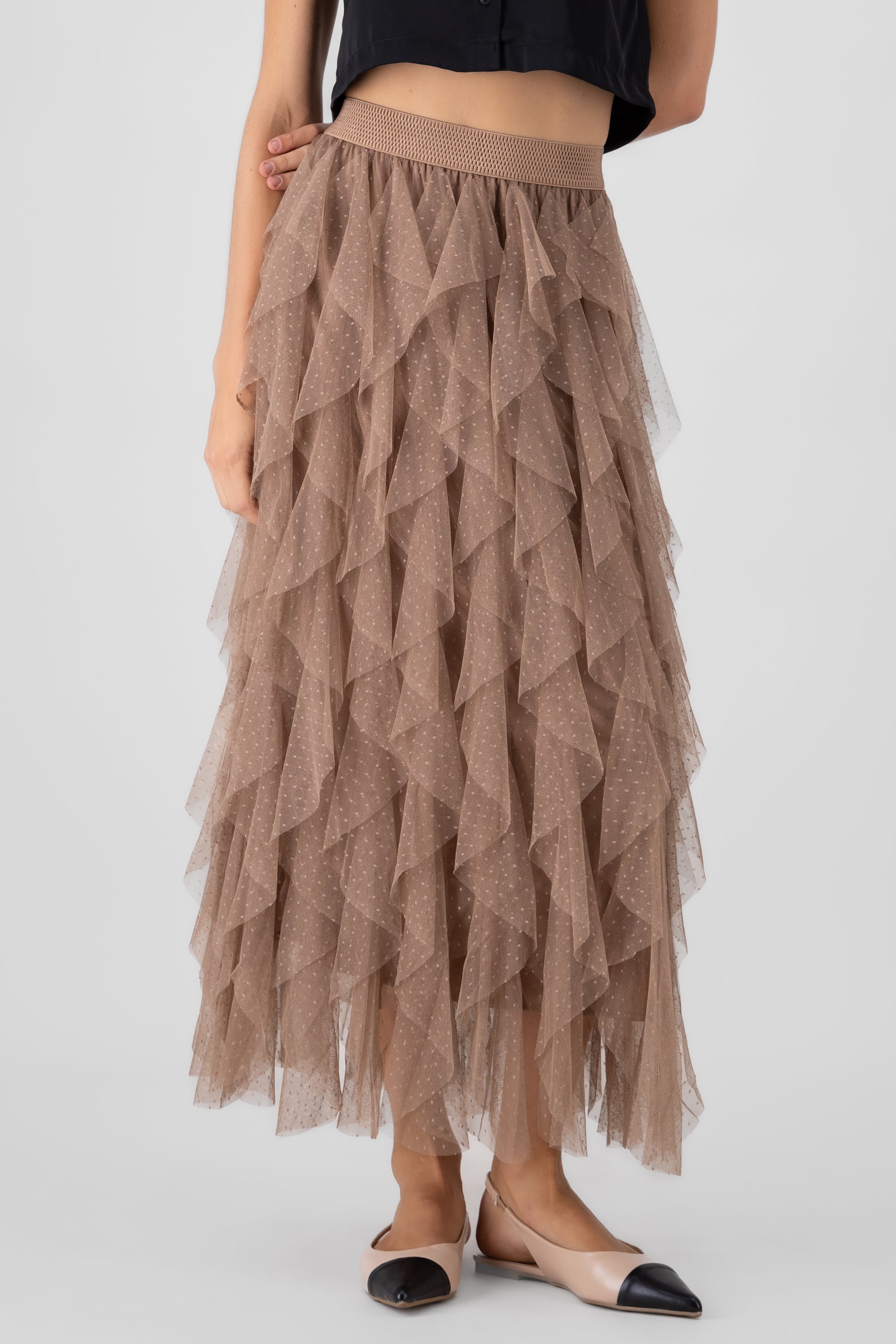 Ruffled Maxi Halle Skirt TAUPE