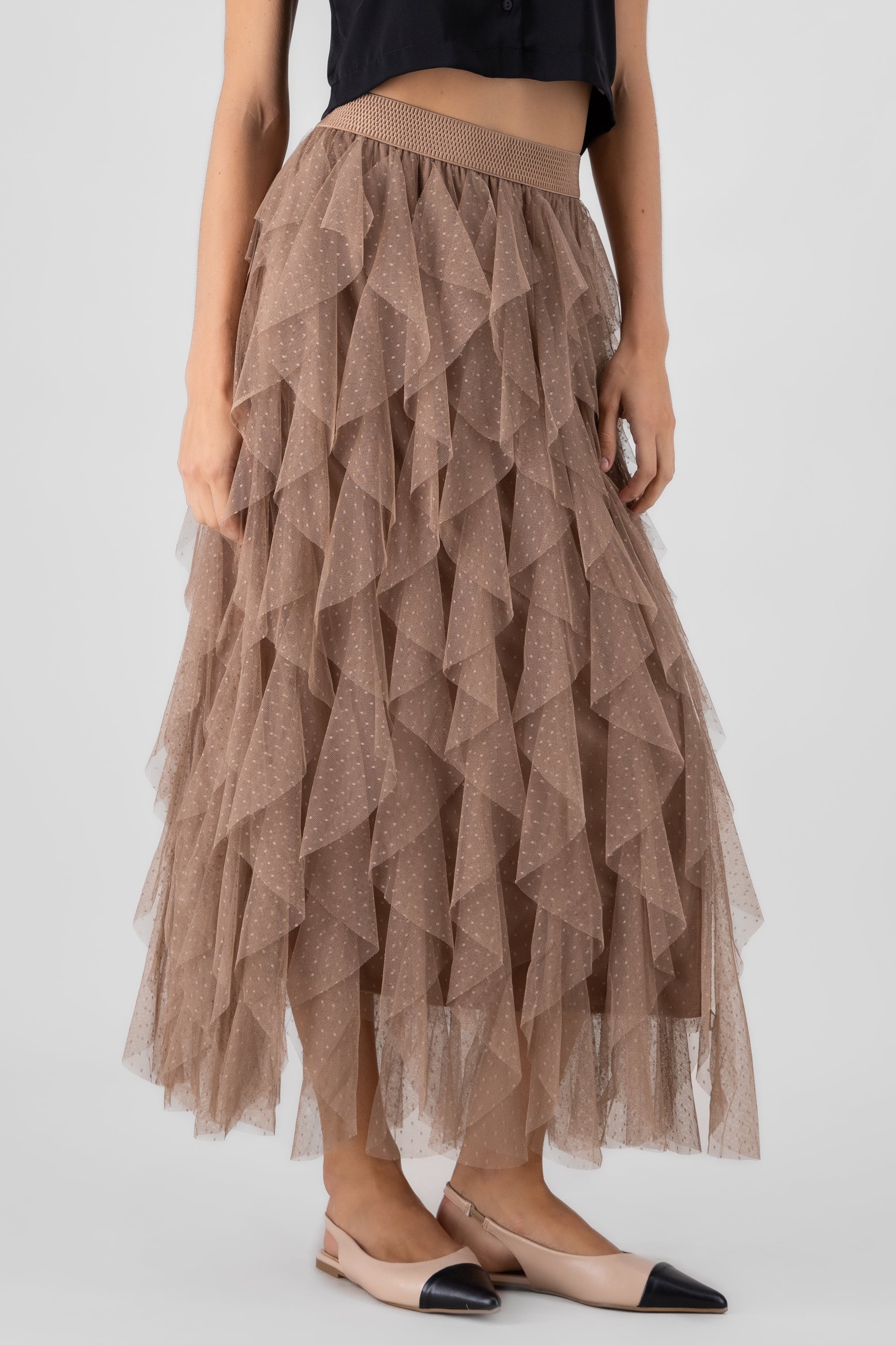 Ruffled Maxi Halle Skirt TAUPE