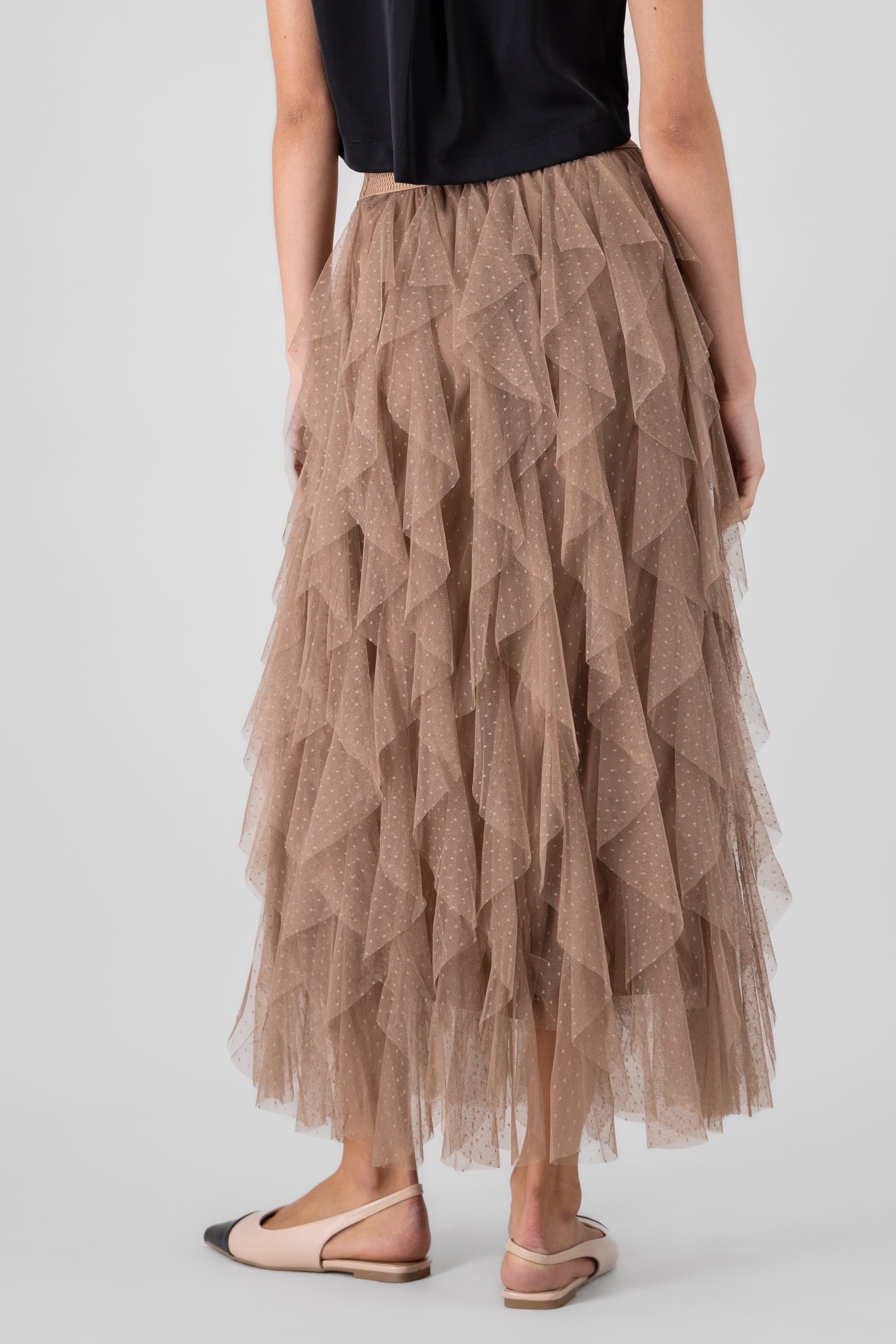 Ruffled Maxi Halle Skirt TAUPE