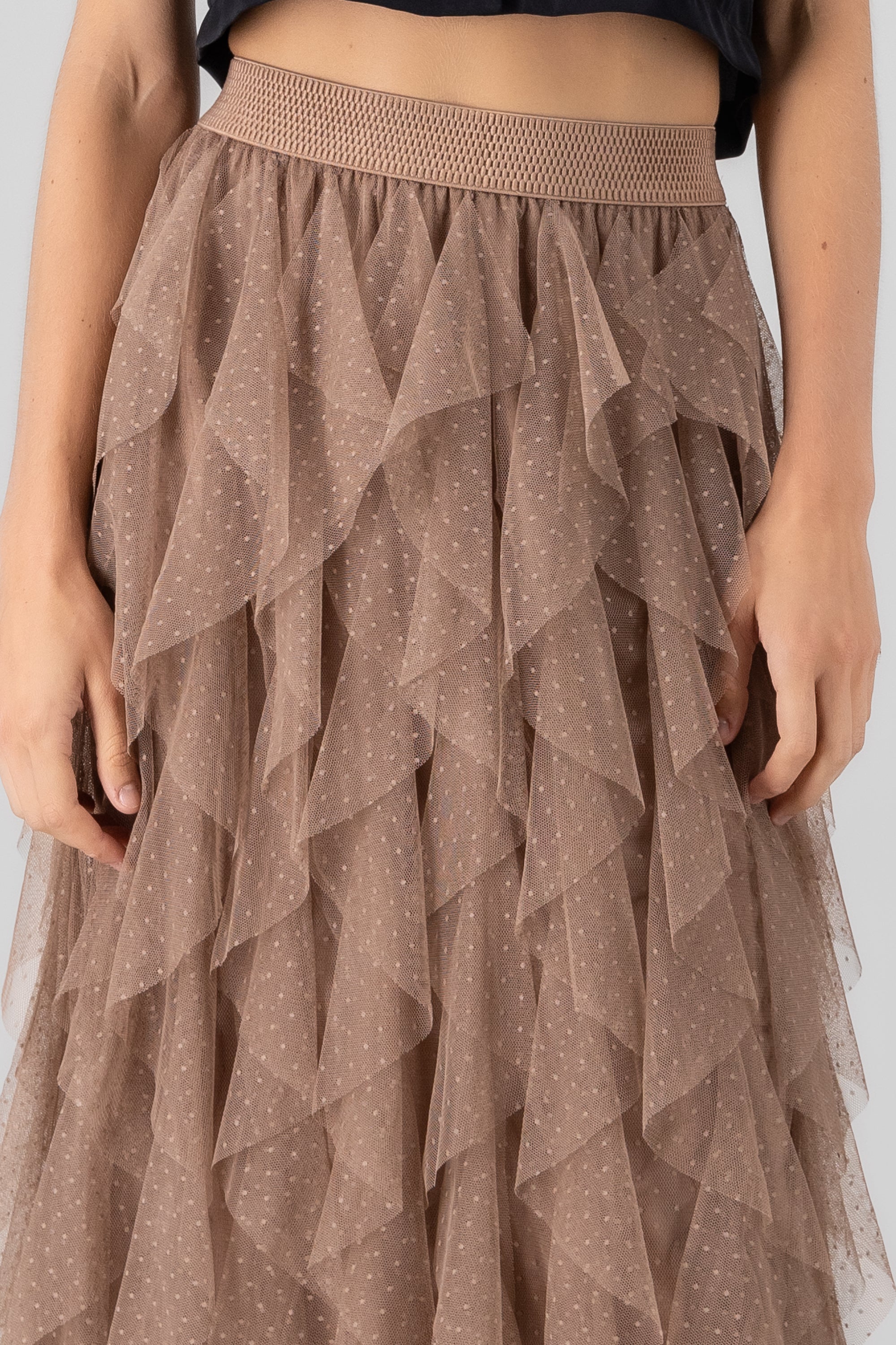 Ruffled Maxi Halle Skirt TAUPE