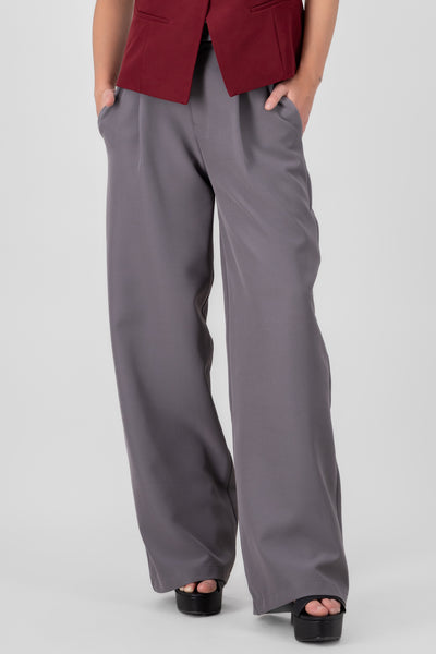 Basic Wide Leg Dress Pants With Belt PASTEL PURPLE