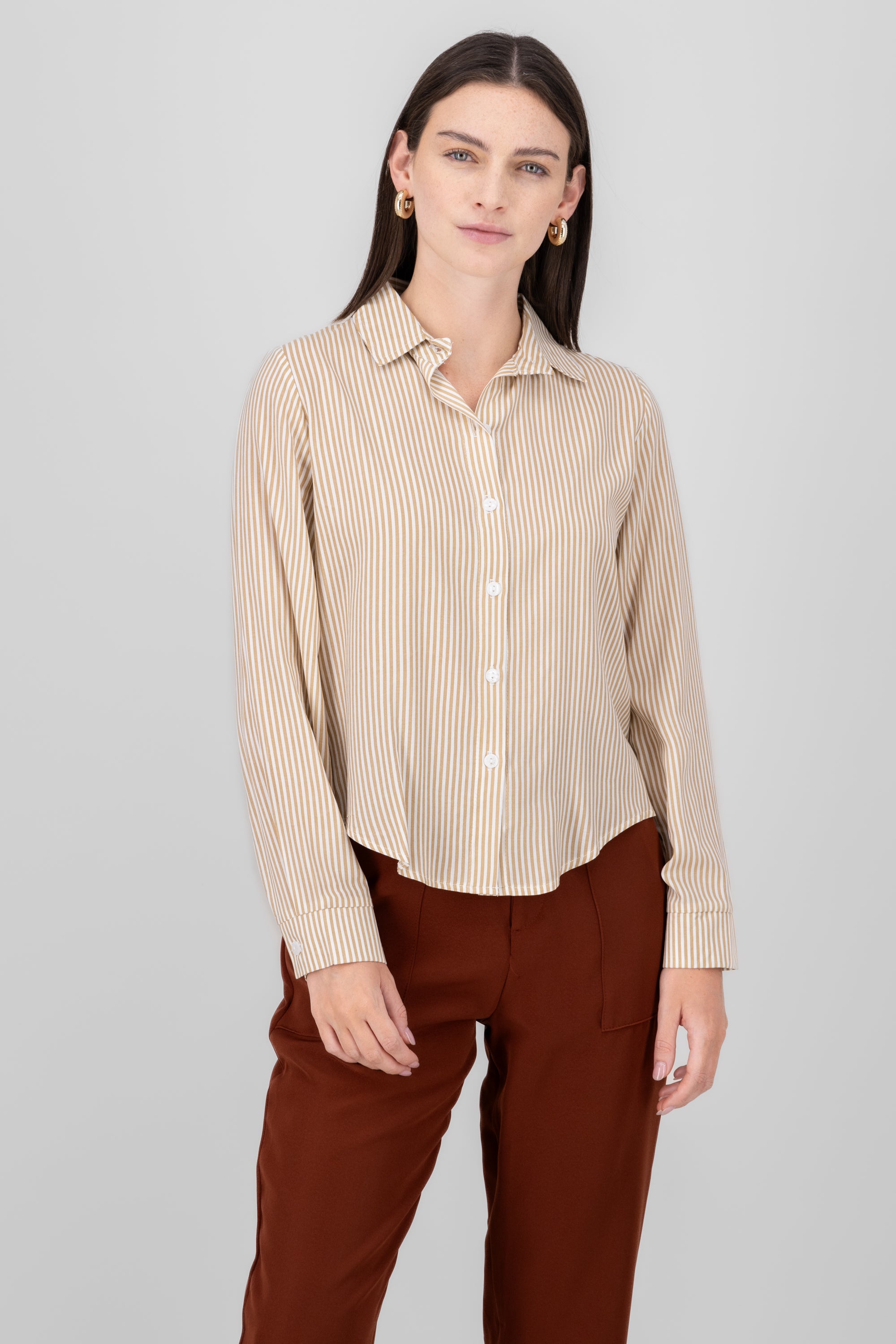 Asymmetric Striped Shirt SAND