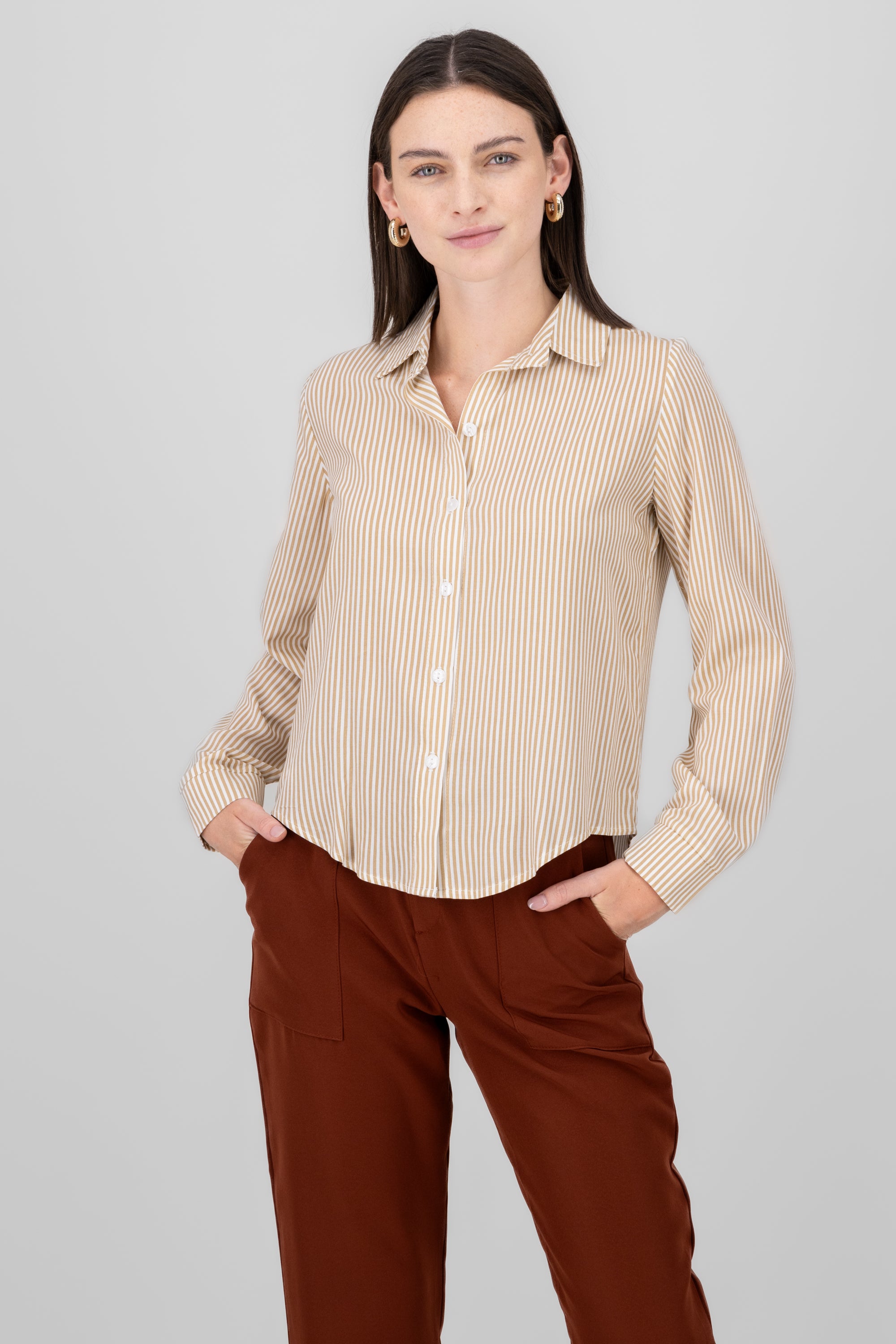 Asymmetric Striped Shirt SAND