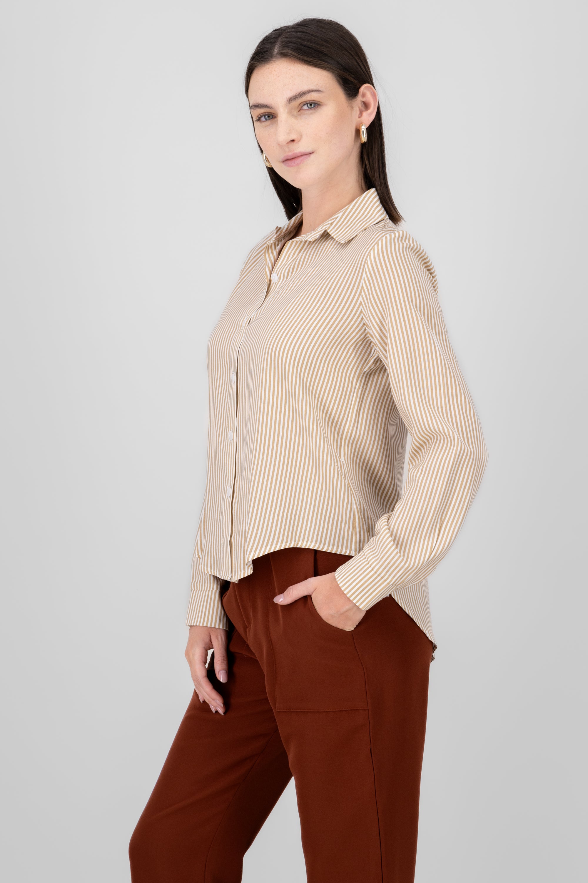 Asymmetric Striped Shirt SAND