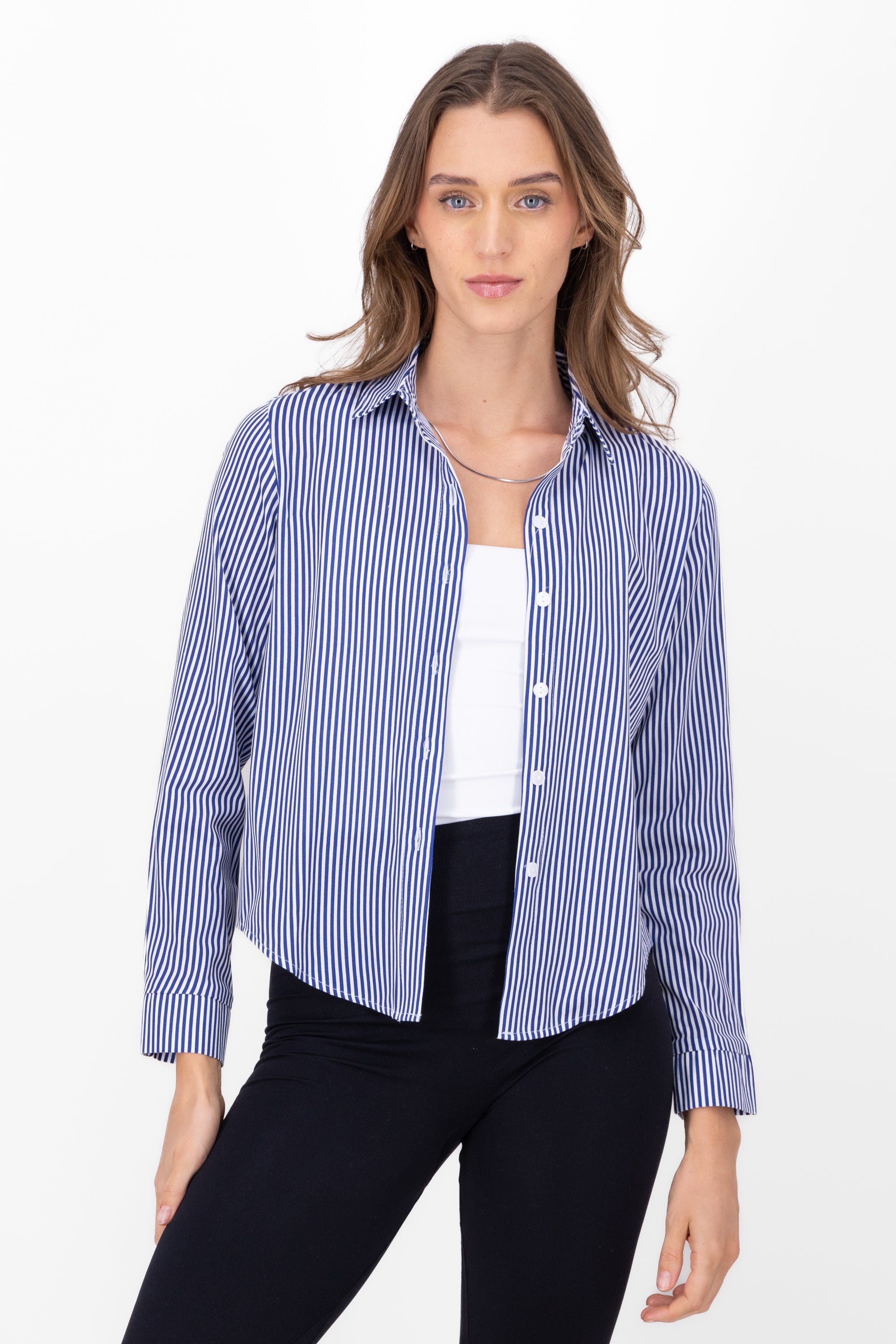 Asymmetric Striped Shirt NAVY COMBO