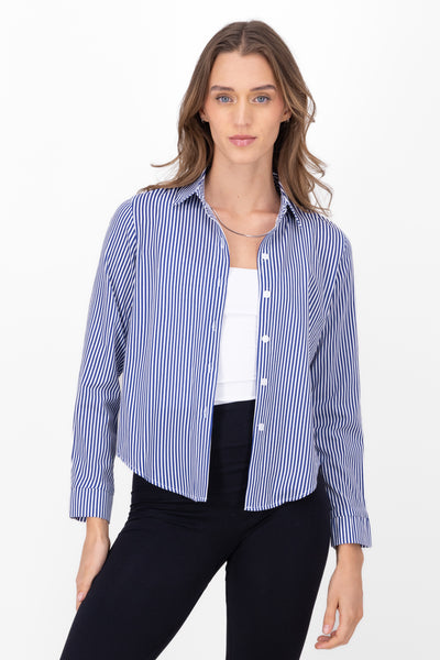 Asymmetric Striped Shirt BLUE COMBO