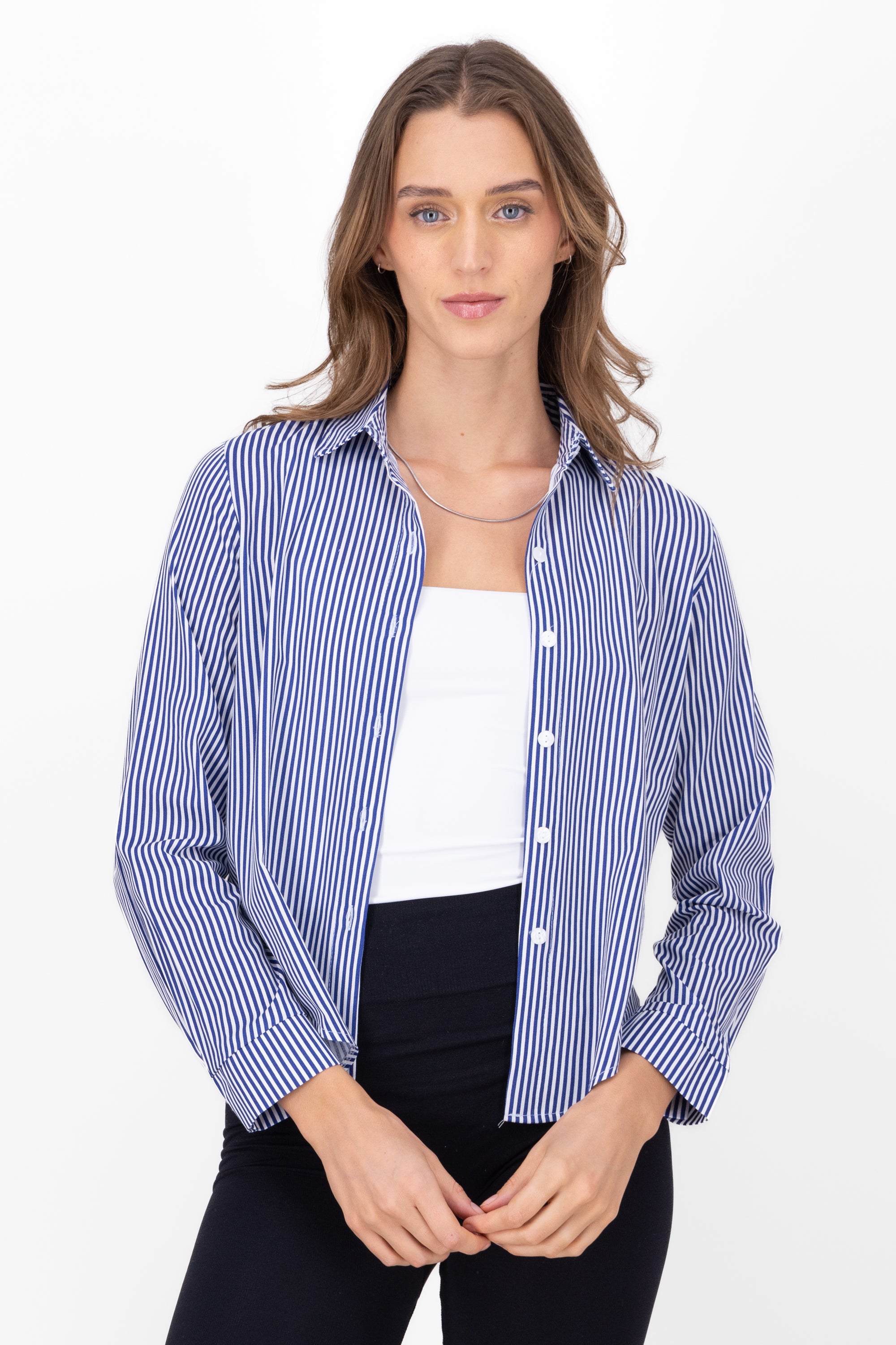 Asymmetric Striped Shirt NAVY COMBO