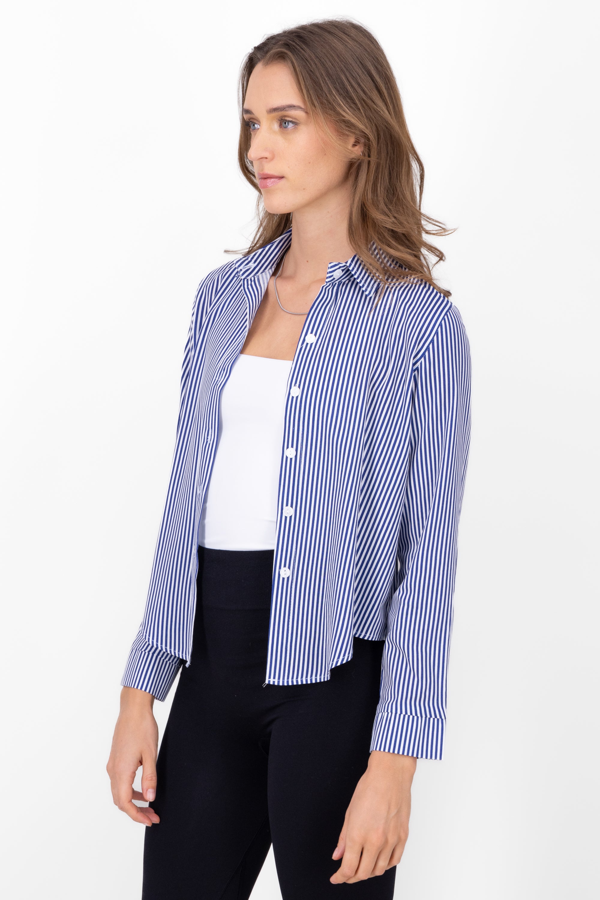 Asymmetric Striped Shirt NAVY COMBO