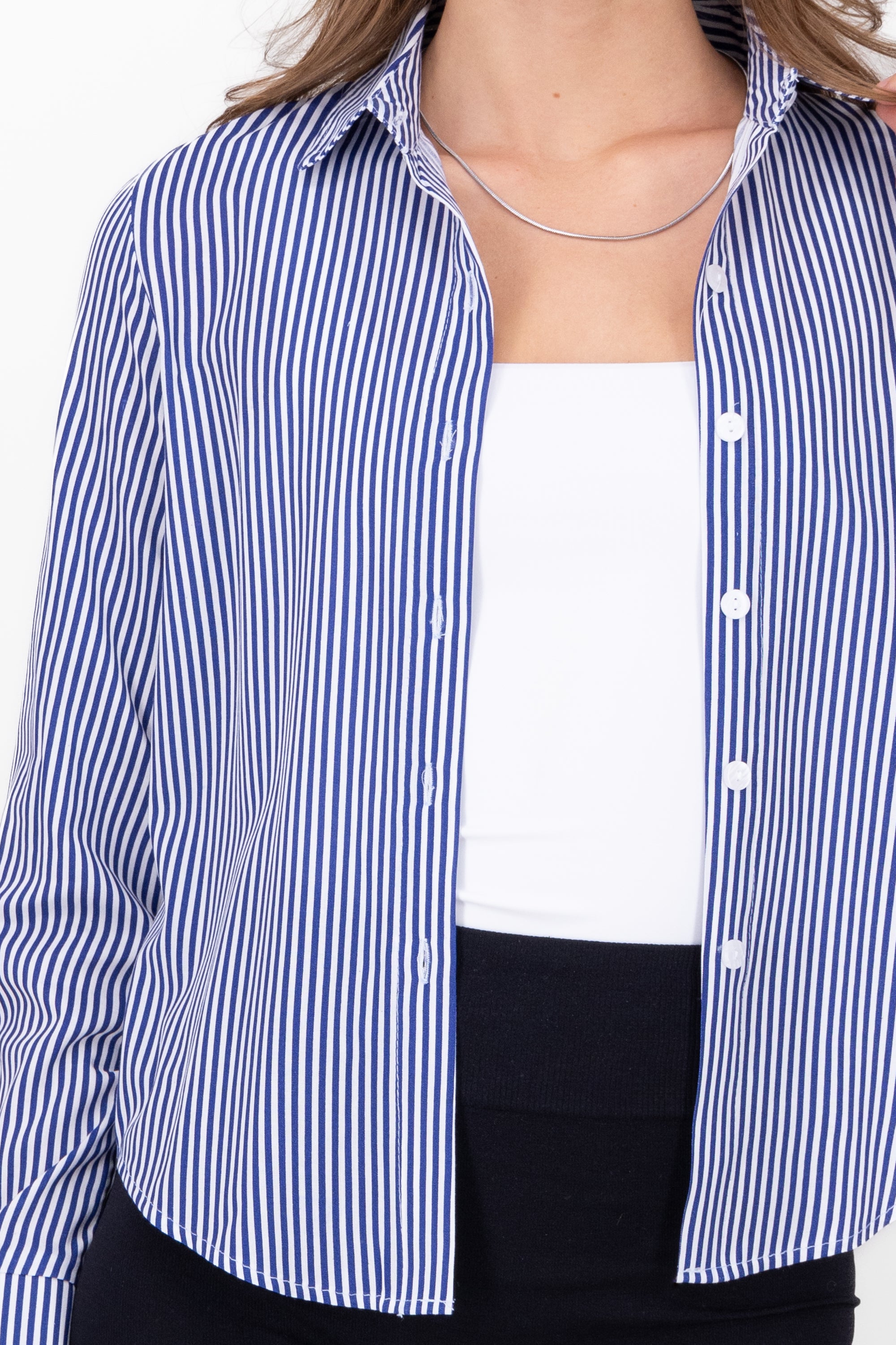 Asymmetric Striped Shirt NAVY COMBO