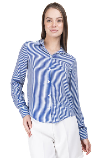 Asymmetric Striped Shirt BLUE COMBO