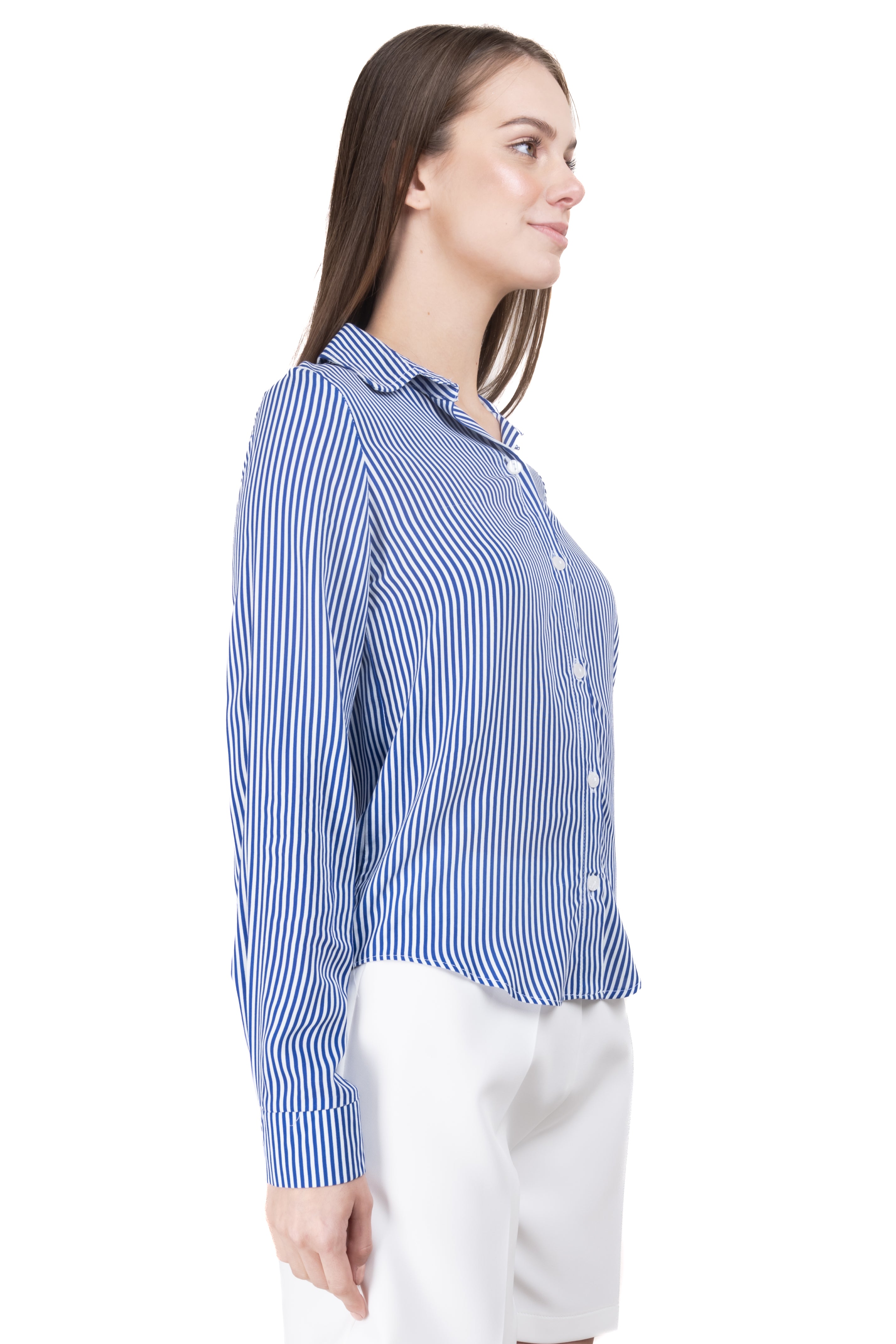 Asymmetric Striped Shirt BLUE COMBO