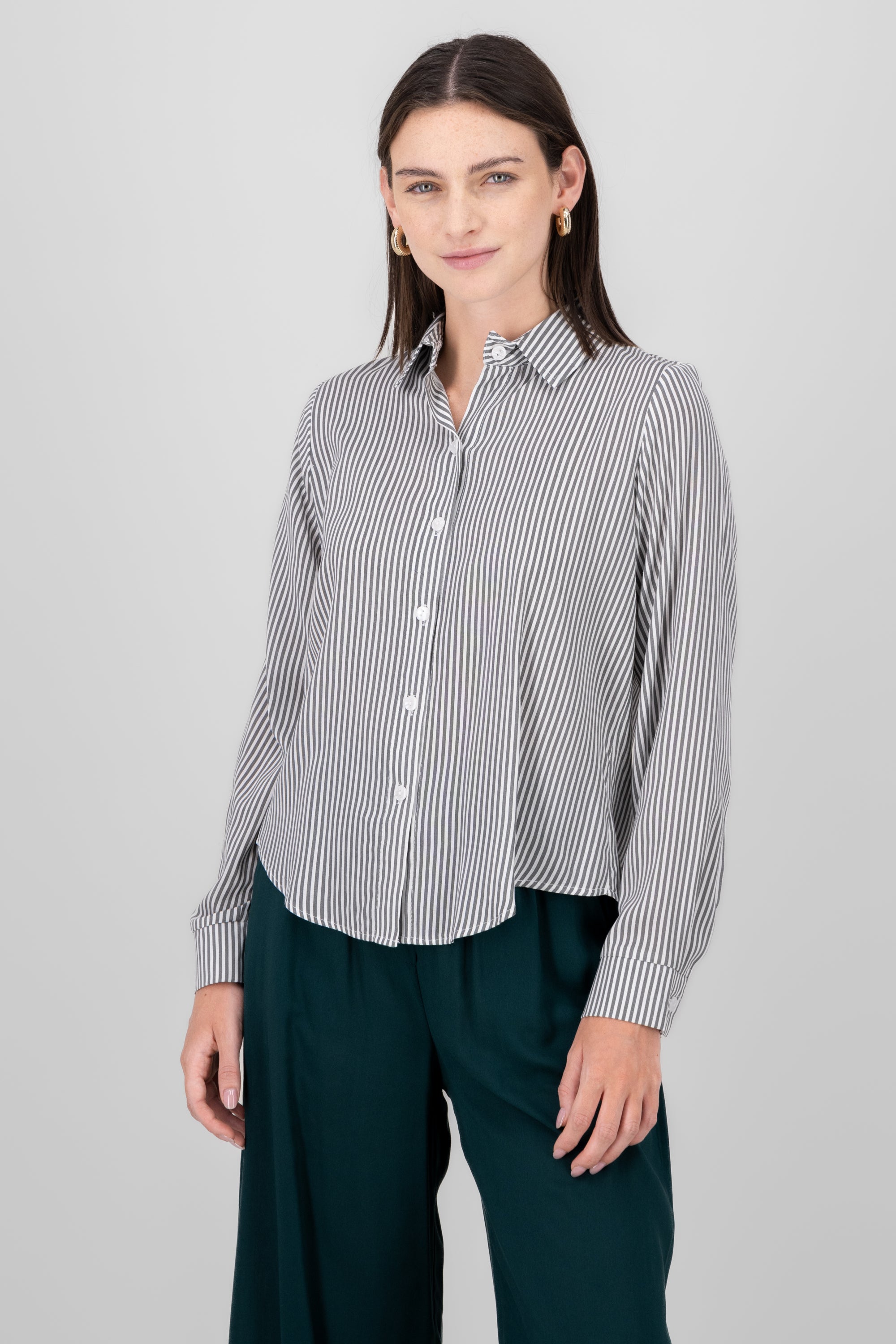 Asymmetric Striped Shirt GRAY COMBO