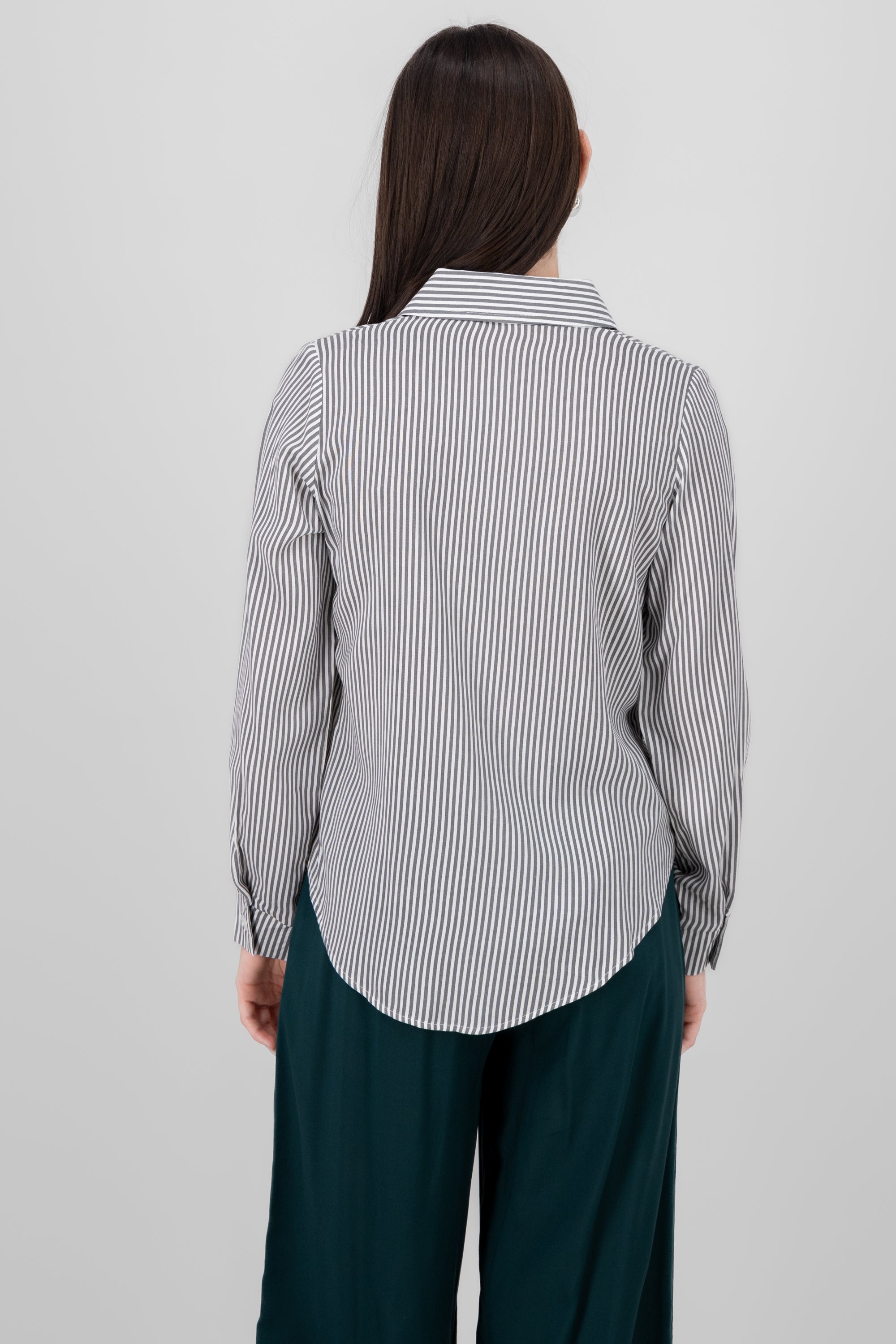 Asymmetric Striped Shirt GRAY COMBO