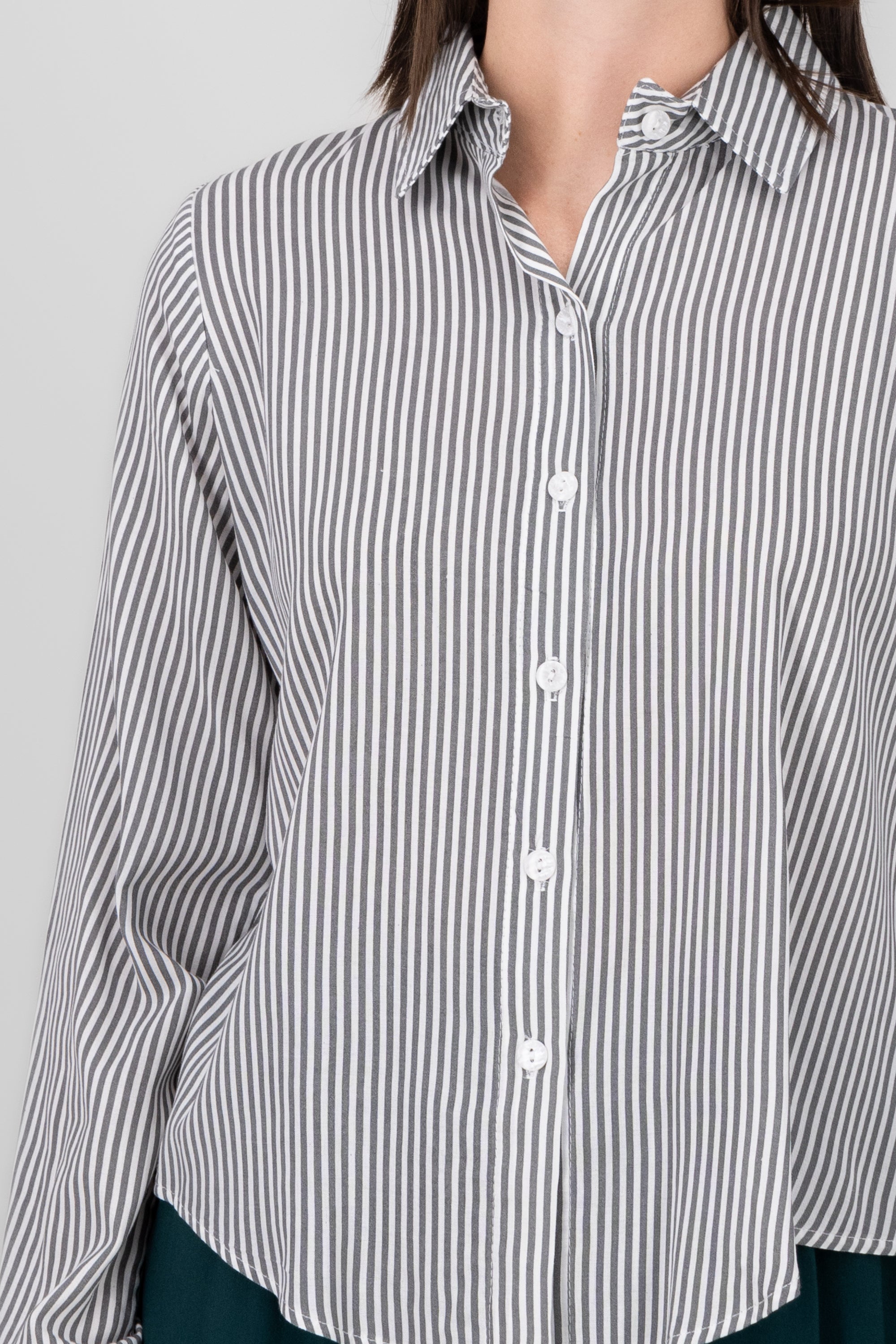 Asymmetric Striped Shirt GRAY COMBO