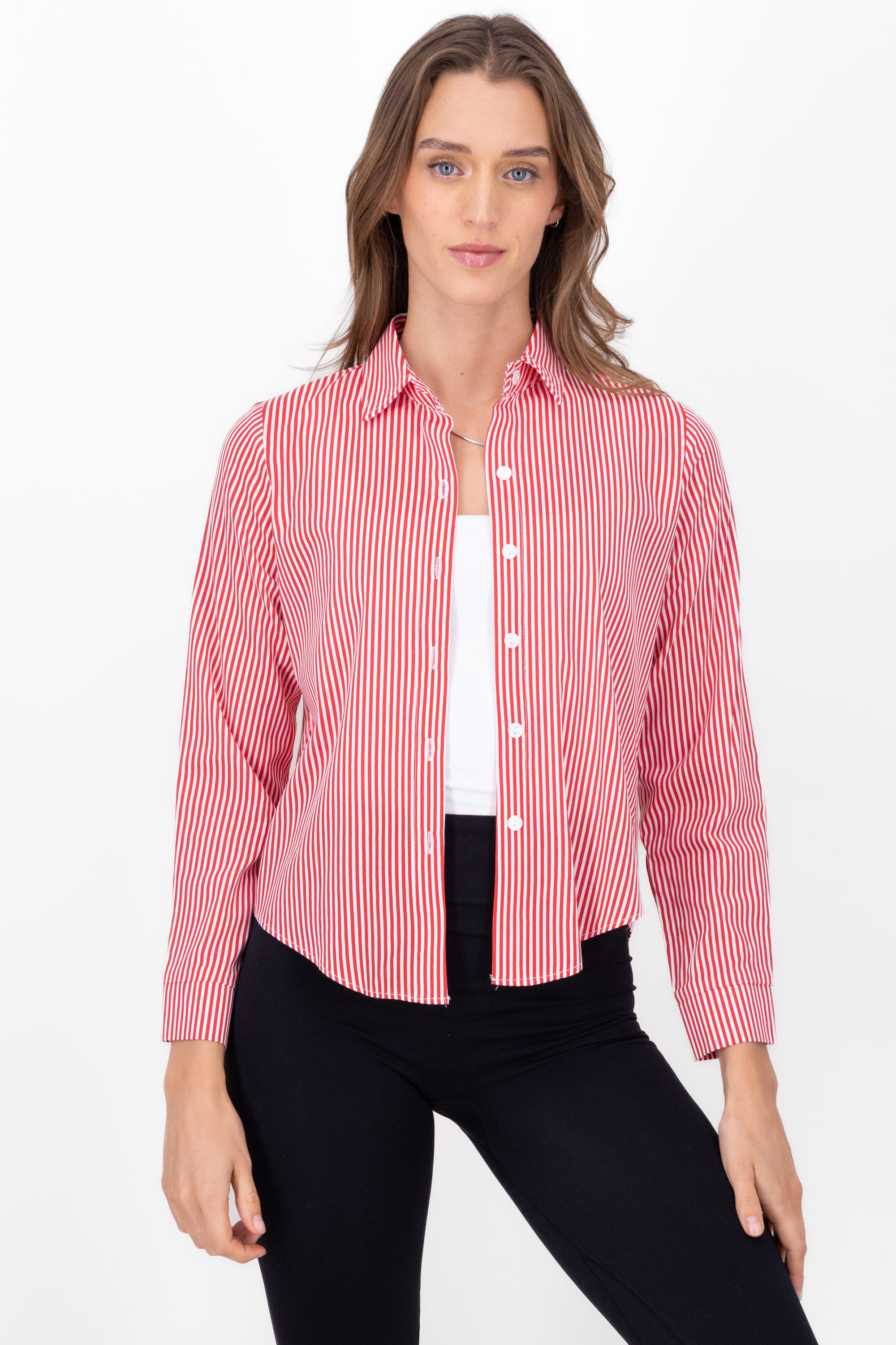 Asymmetric Striped Shirt RED COMBO