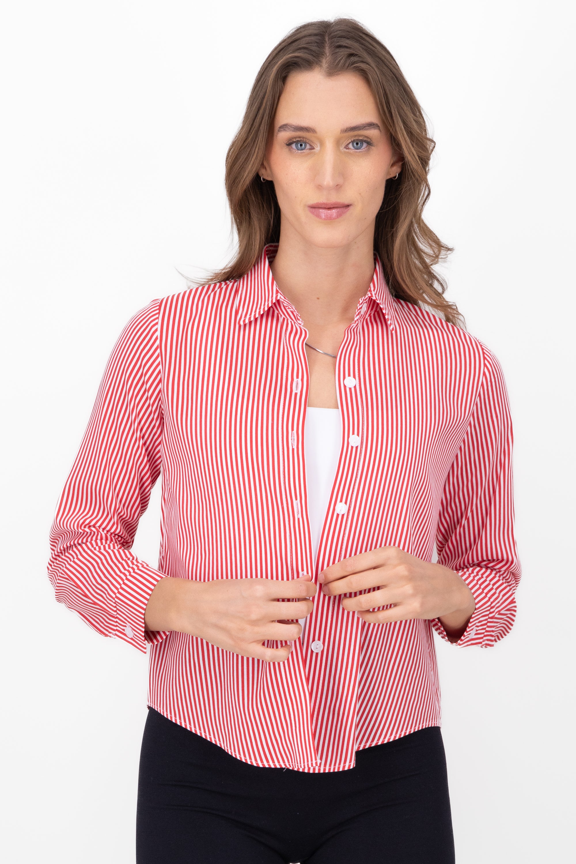 Asymmetric Striped Shirt RED COMBO