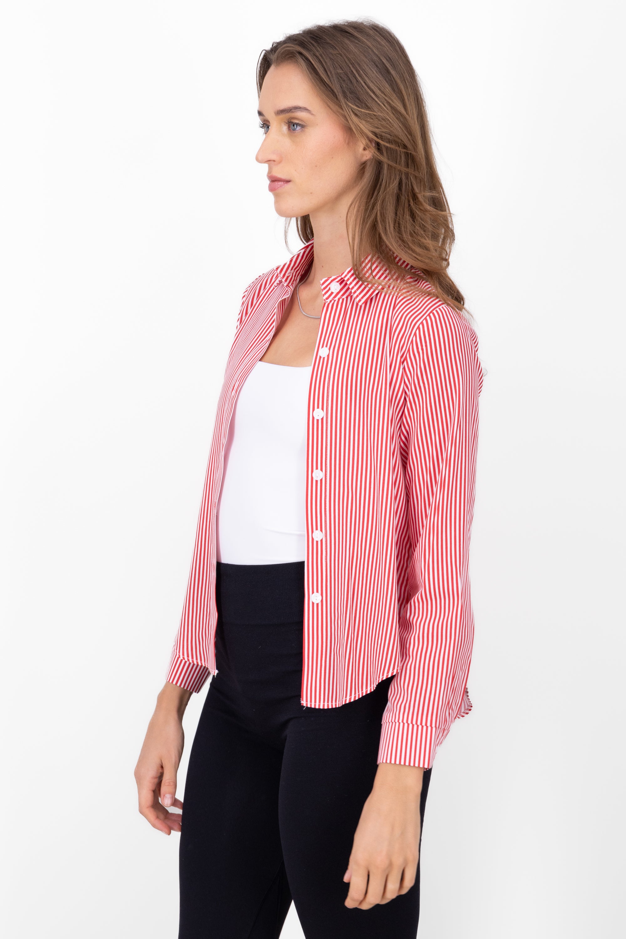 Asymmetric Striped Shirt RED COMBO