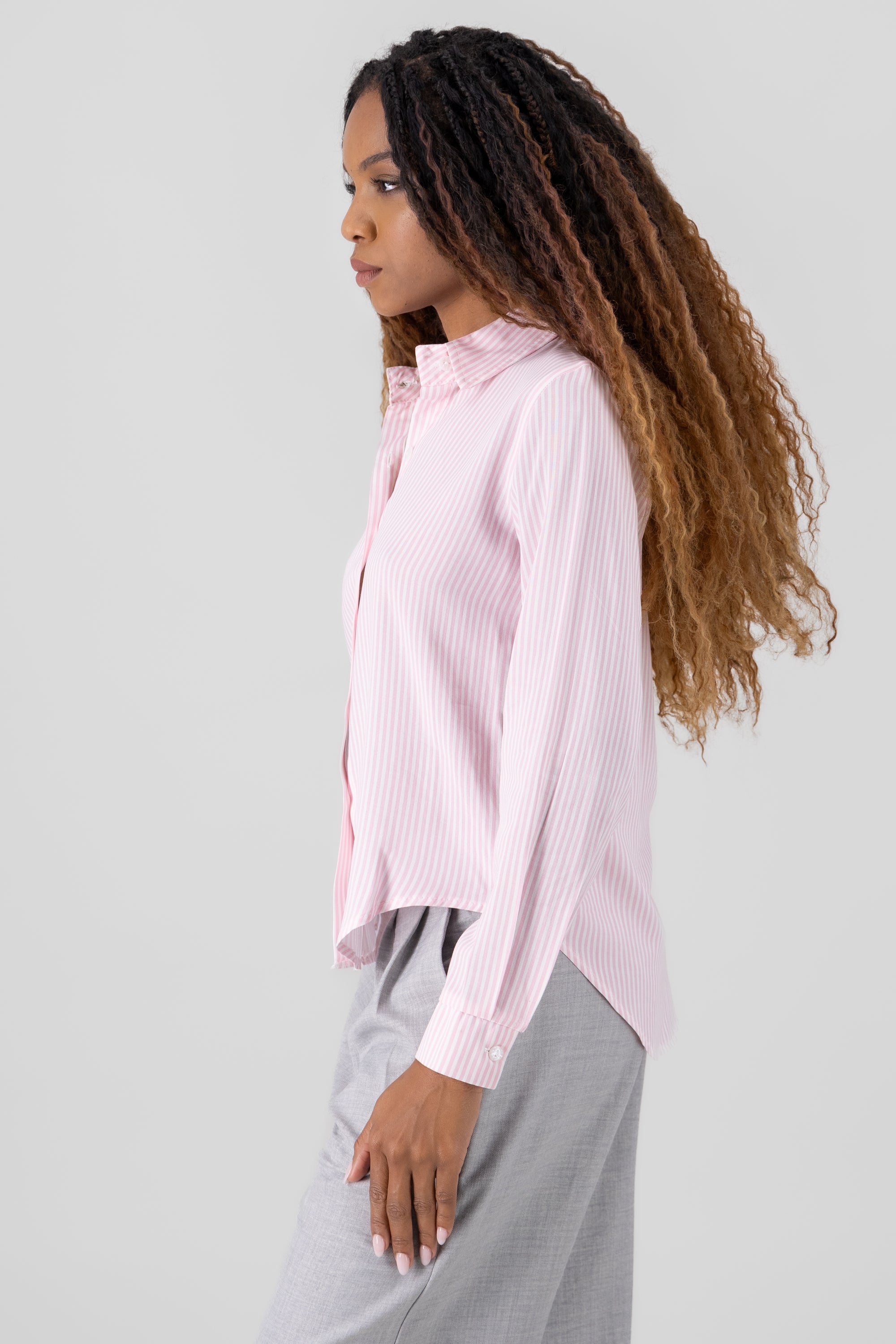 Asymmetric Striped Shirt PASTEL PINK