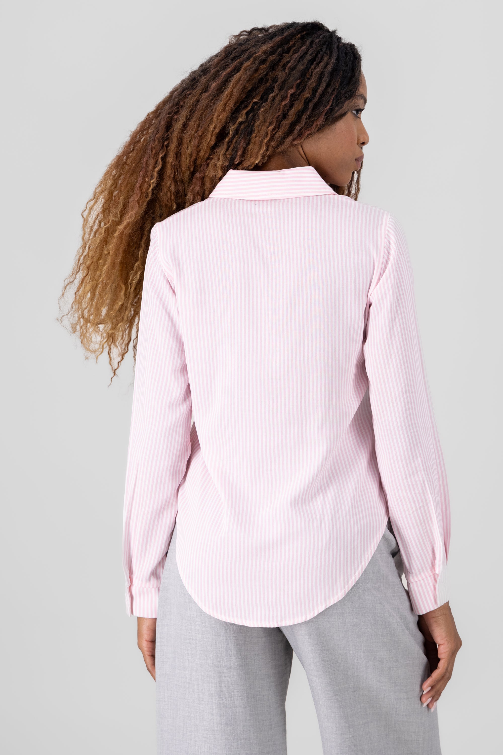 Asymmetric Striped Shirt PASTEL PINK