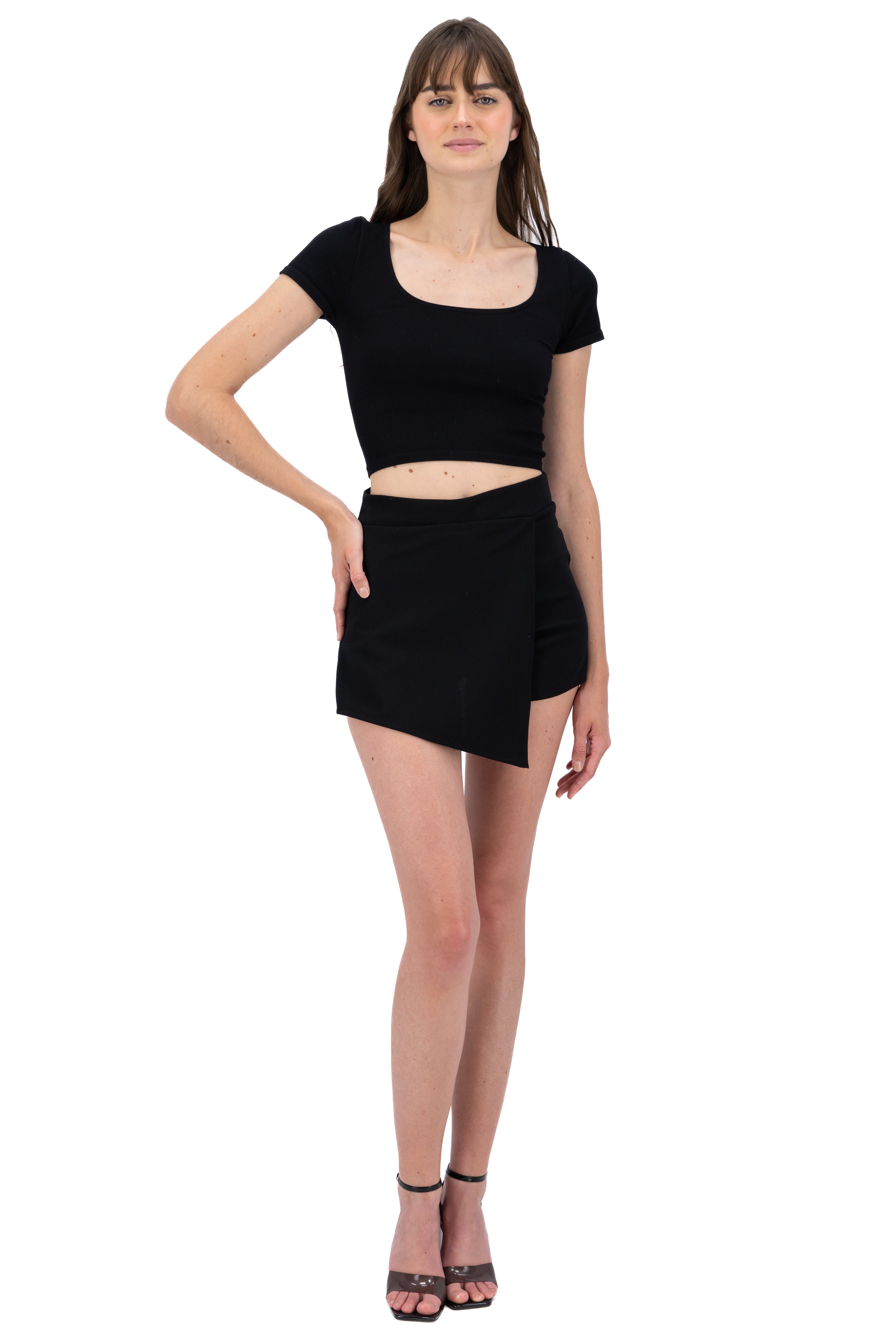 high waisted skort BLACK