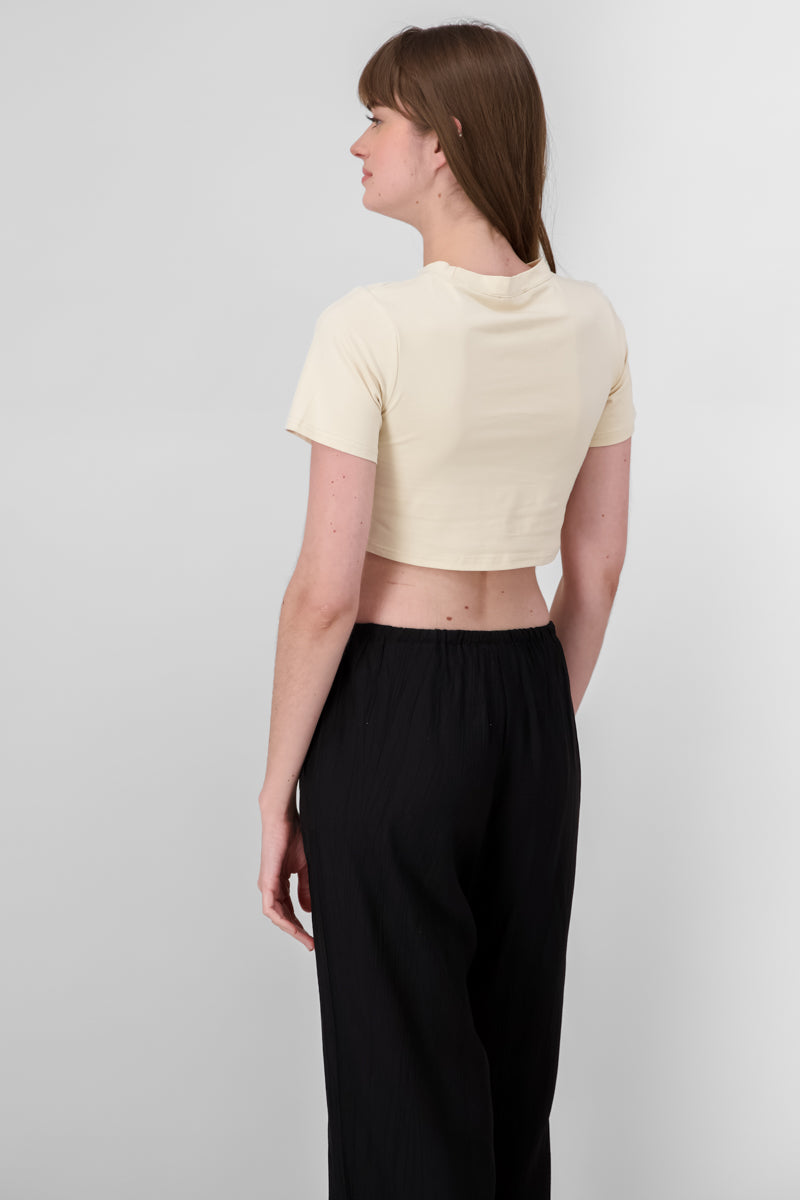 New York Graphic Cropped TShirt BEIGE