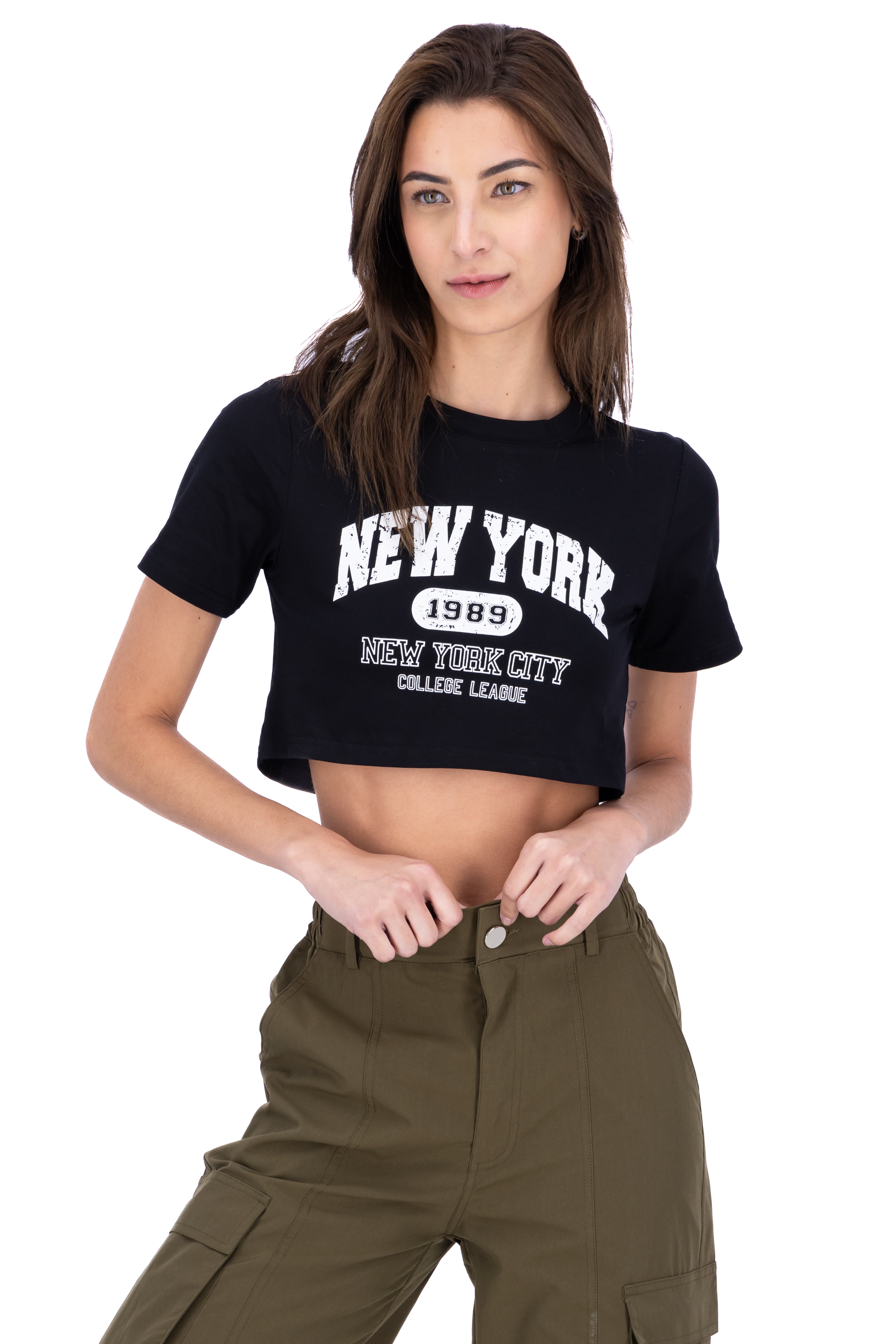 New York Graphic Cropped TShirt BLACK