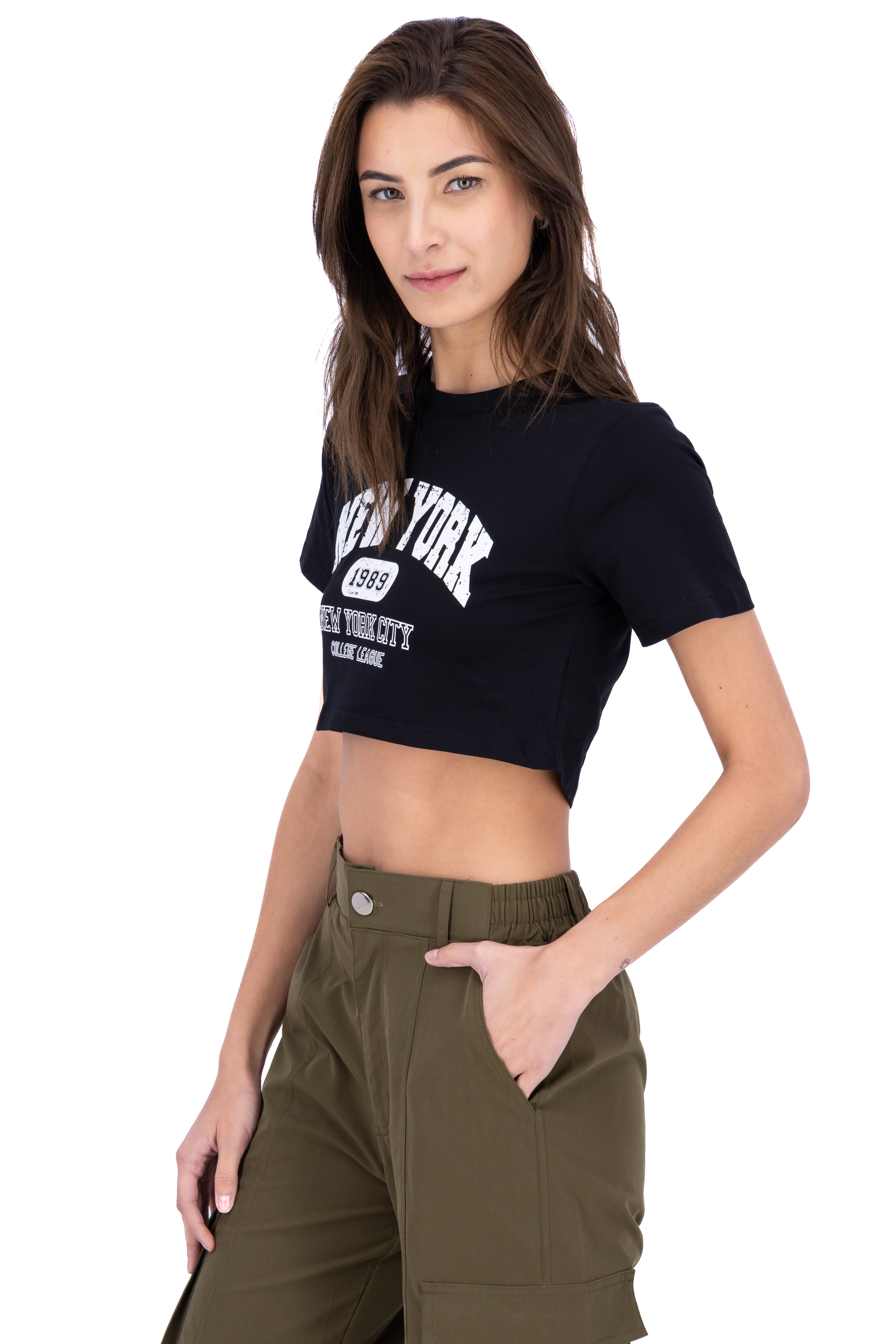 New York Graphic Cropped TShirt BLACK