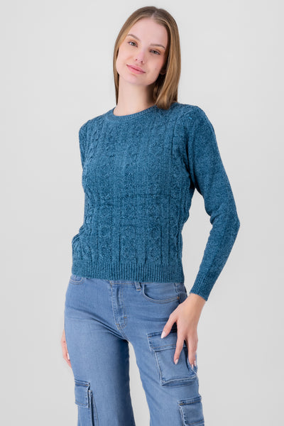 Knitted Design Sweater DARK BROWN