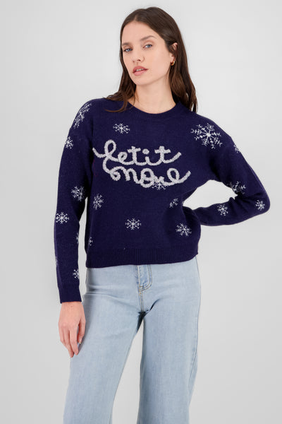 Let it Snow Christmas Sweater NAVY COMBO