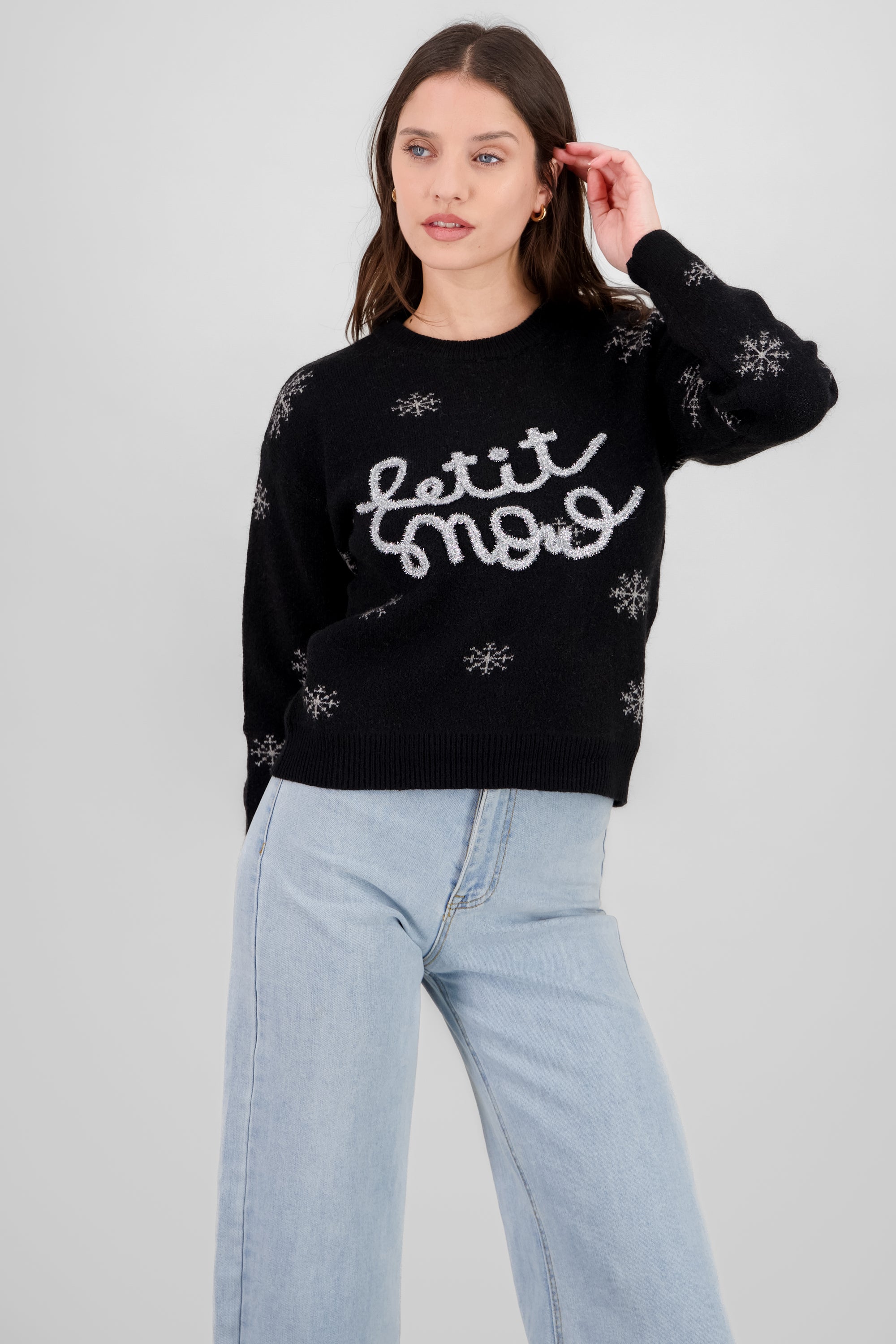 Let it Snow Christmas Sweater BLACK