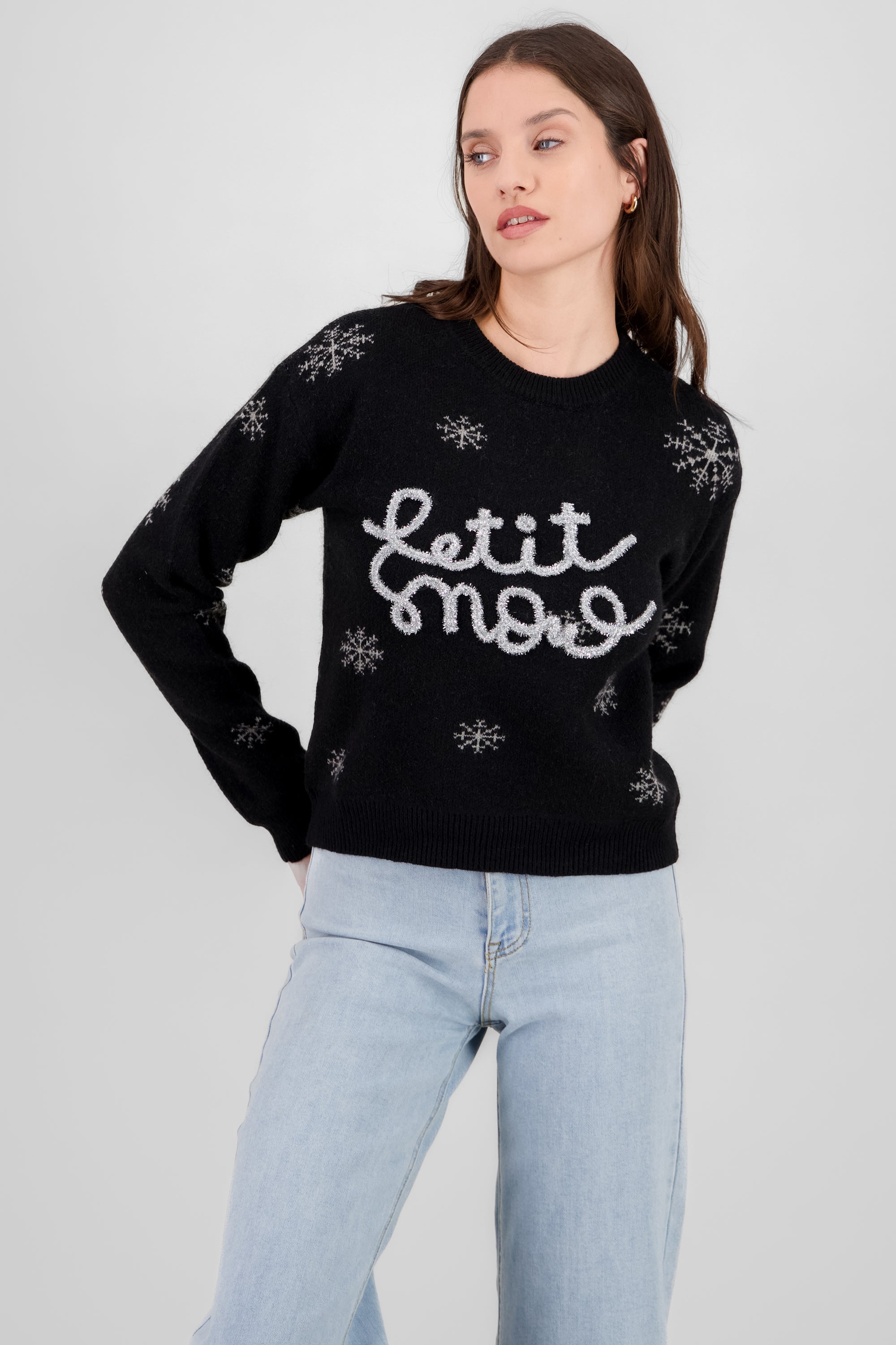 Let it Snow Christmas Sweater BLACK