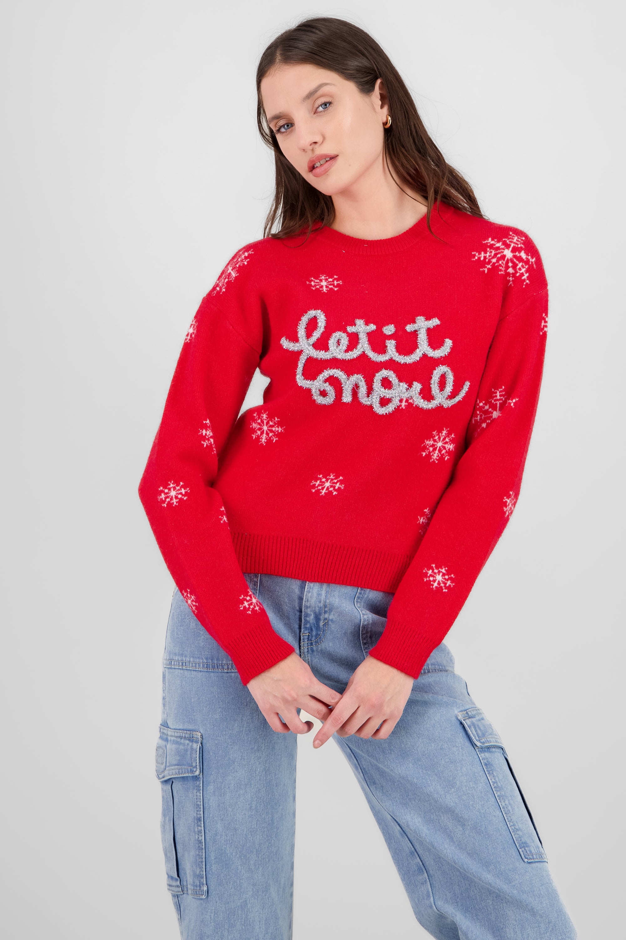 Let it Snow Christmas Sweater RED COMBO