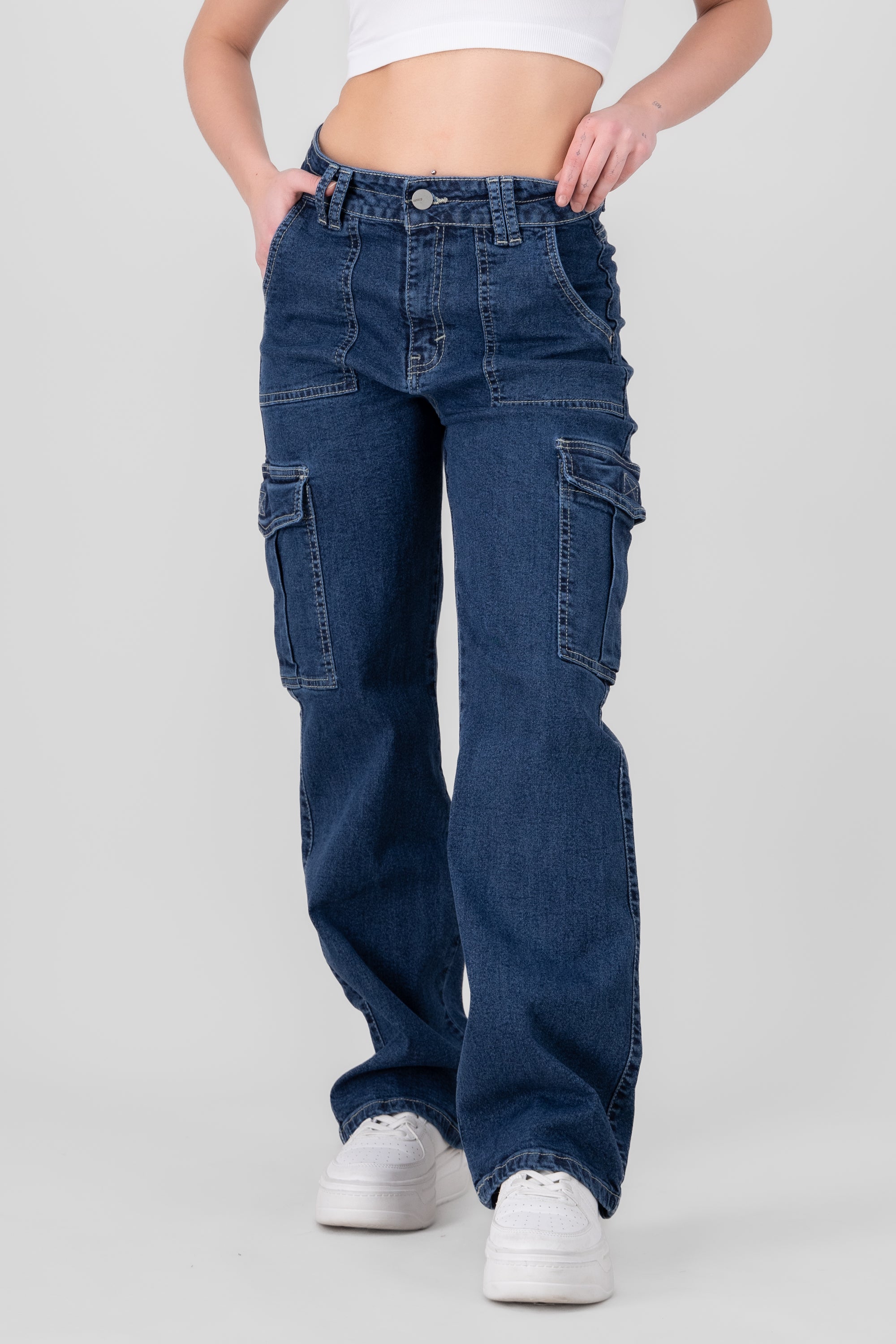 Cargo pocket jeans DARK WASH